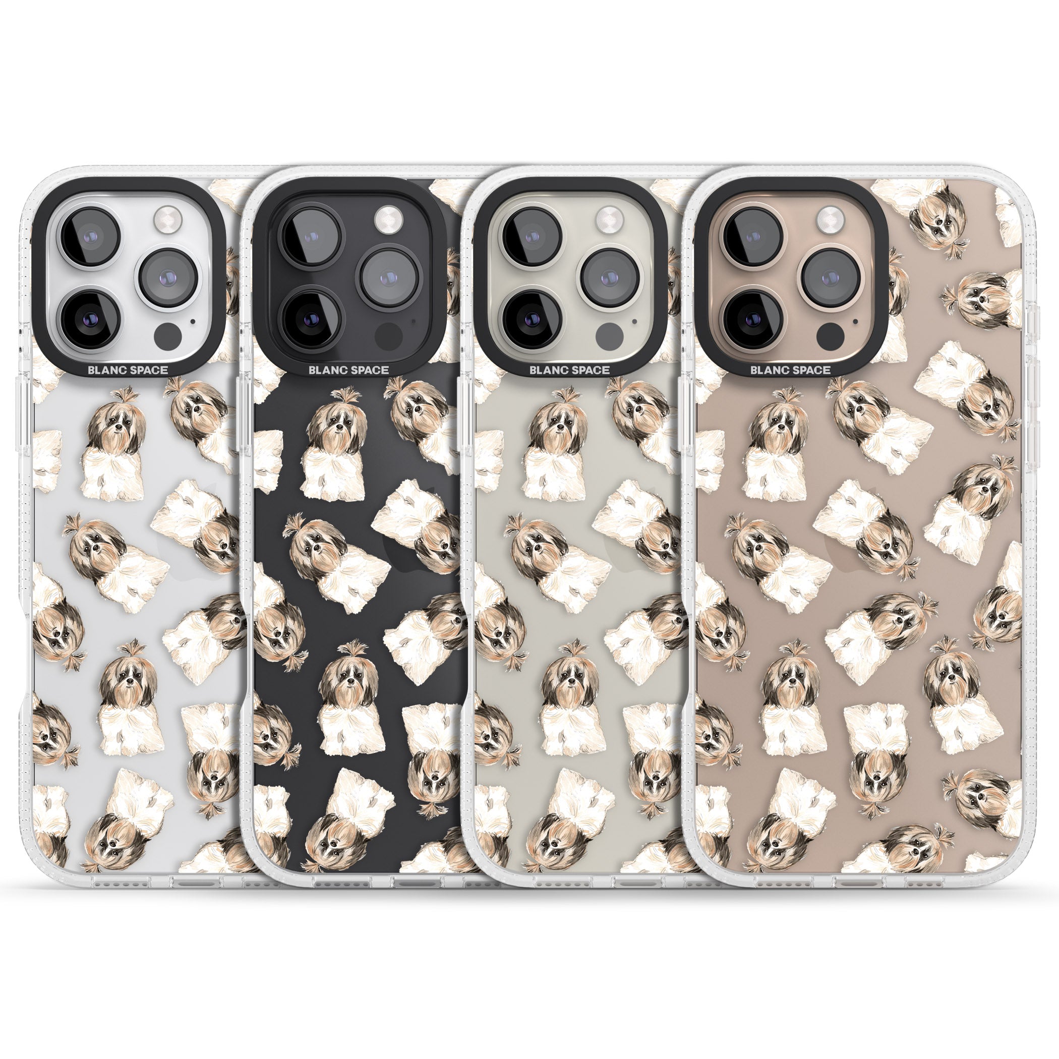 Shih tzu (Long Hair) Watercolour Dog Pattern iPhone 16 Pro Max / 16 Pro Clear Case Impact Air - Blanc Space