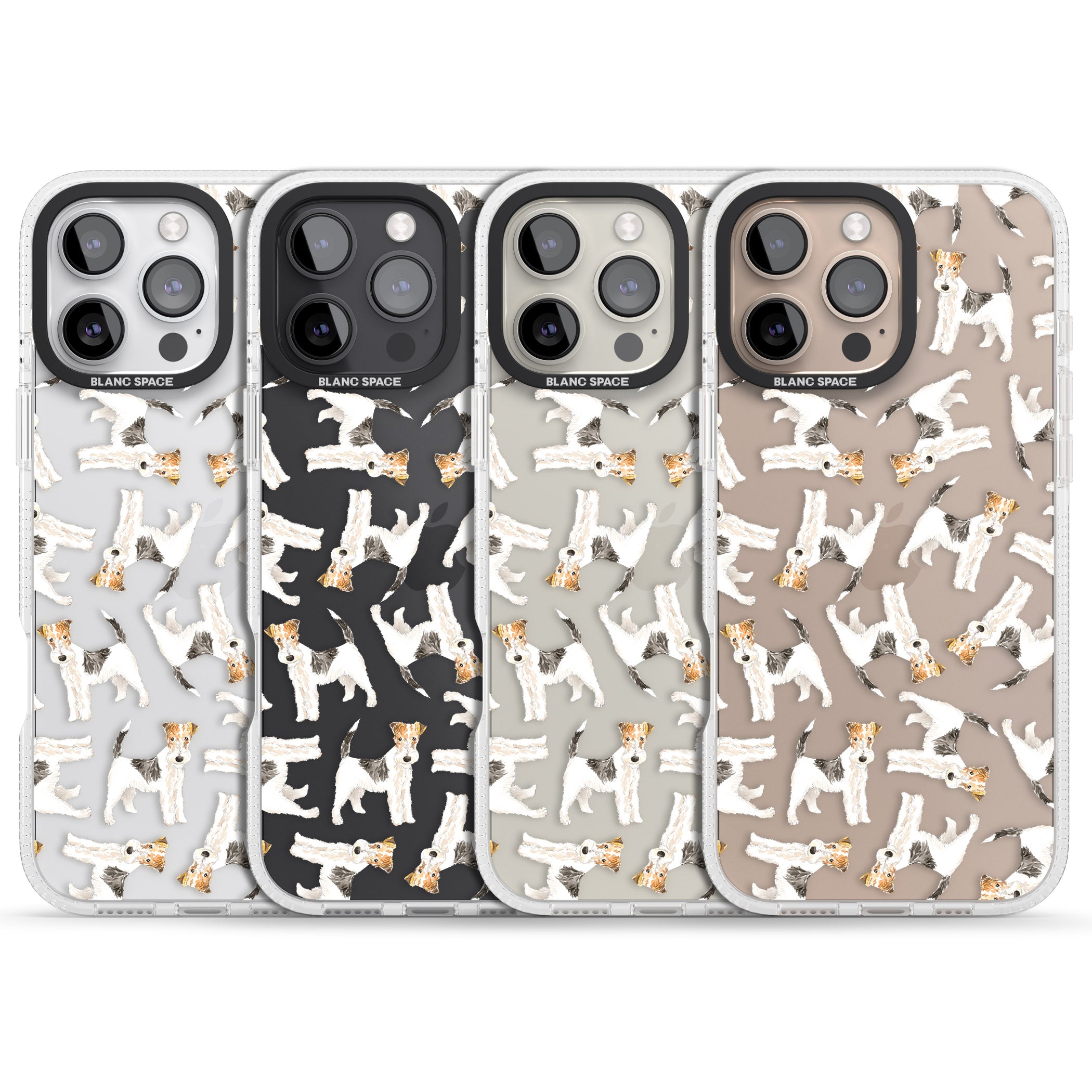 Wire Haired Fox Terrier Watercolour Dog Pattern iPhone 16 Pro Max / 16 Pro Clear Case Impact Air - Blanc Space