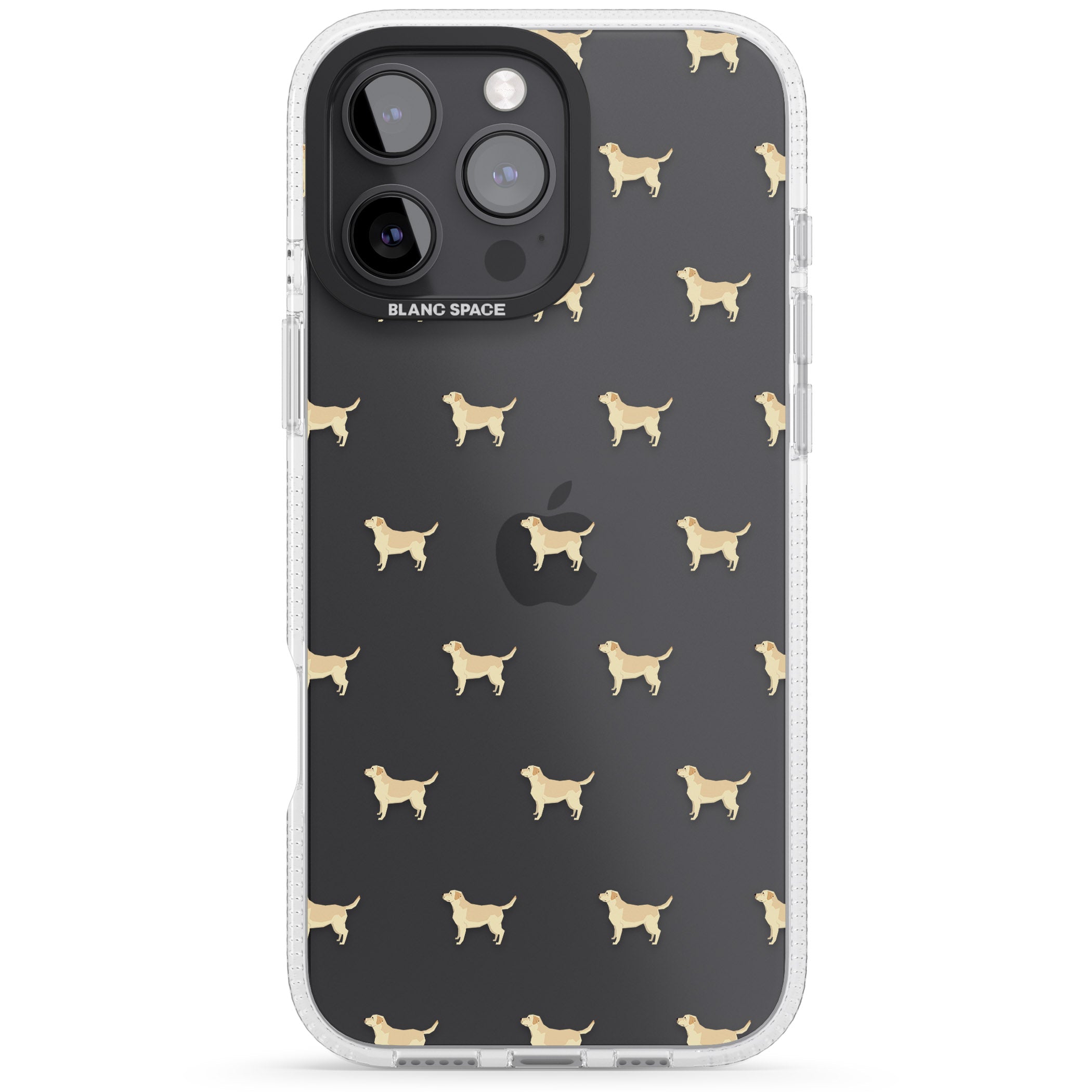 Tan Labrador Dog Pattern Clear iPhone 16 Pro Max / 16 Pro Clear Case Impact Air - Blanc Space