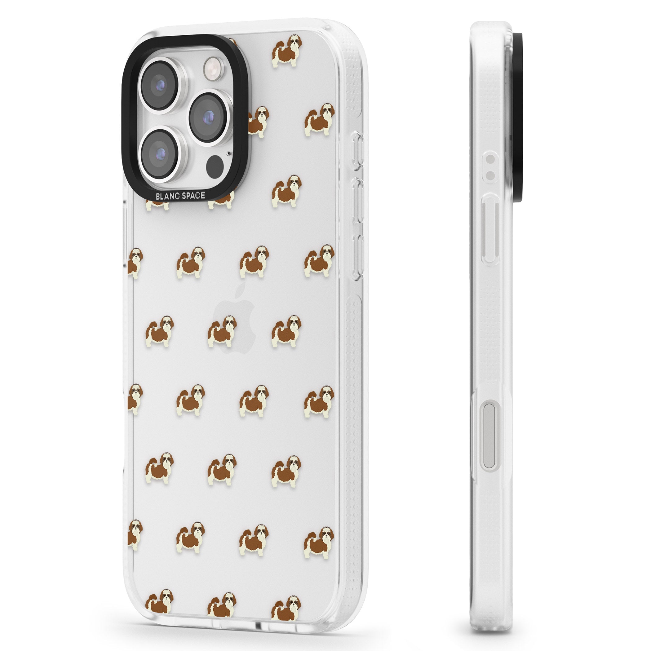 Shih Tzu Dog Pattern Clear iPhone 16 Pro Max / 16 Pro Clear Case Impact Air - Blanc Space