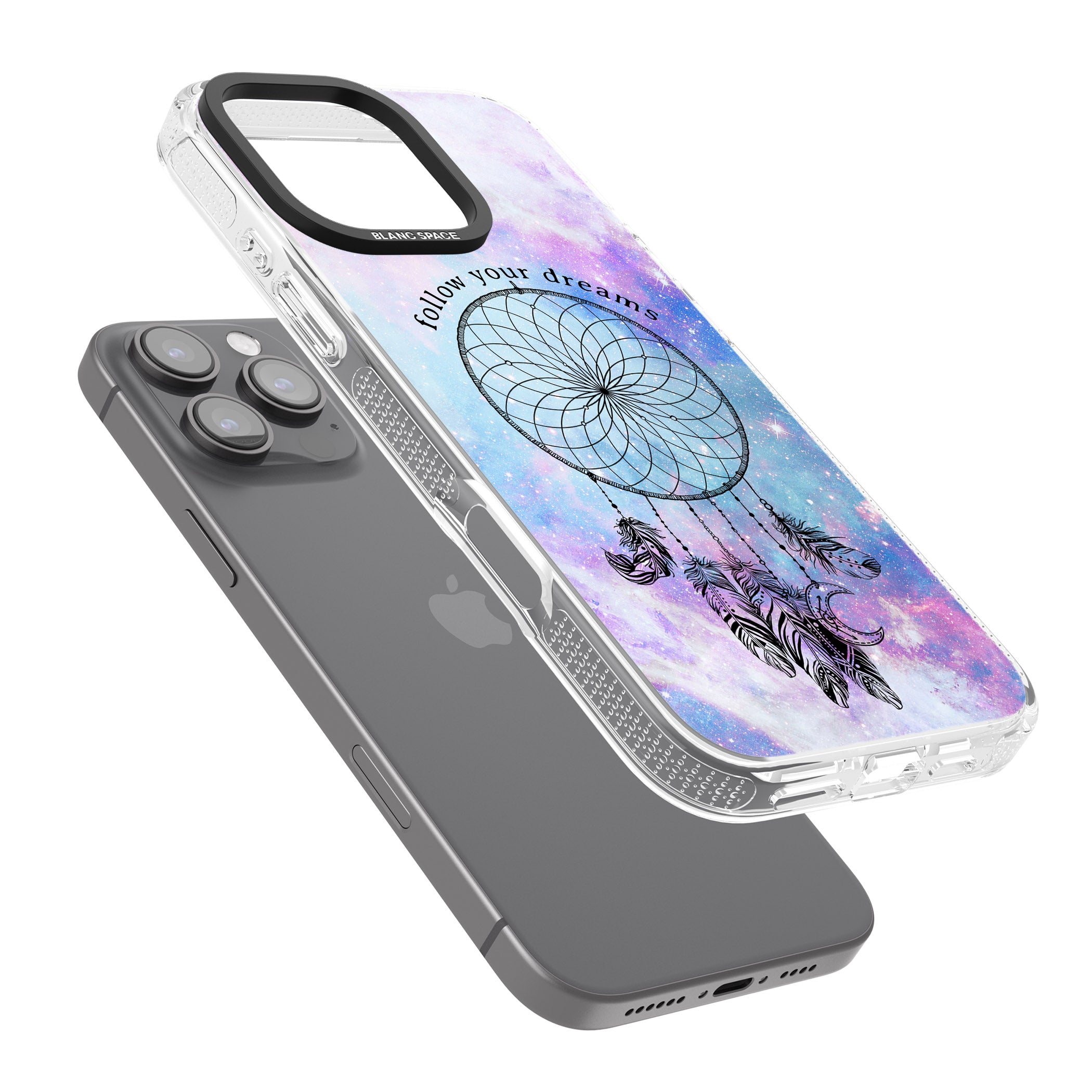 Simple Galaxy Pattern Dreamcatcher iPhone 16 Pro Max / 16 Pro Clear Case Impact Air - Blanc Space
