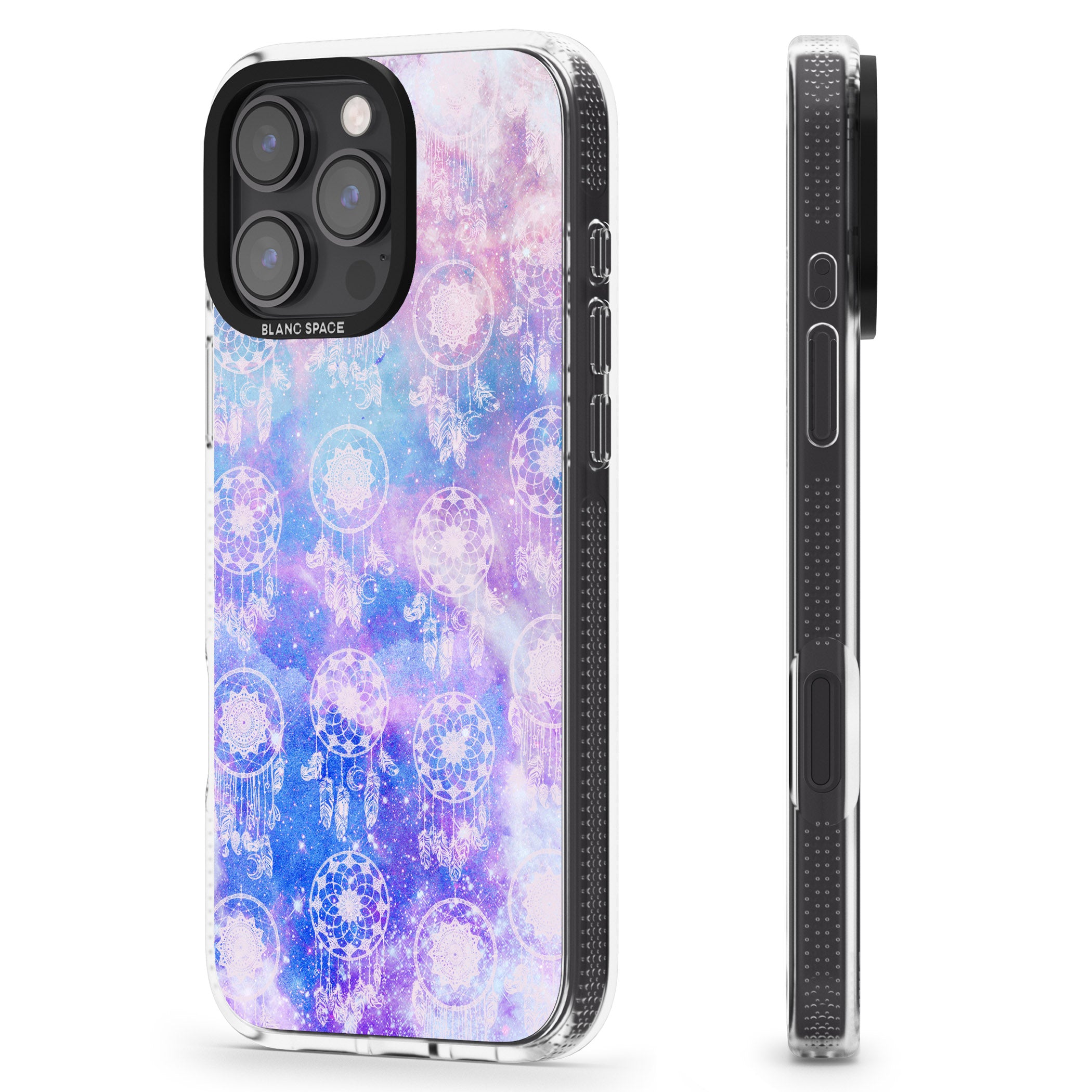 Dreamcatcher Pattern Galaxy Print Tie Dye iPhone 16 Pro Max / 16 Pro Clear Case Impact Air - Blanc Space