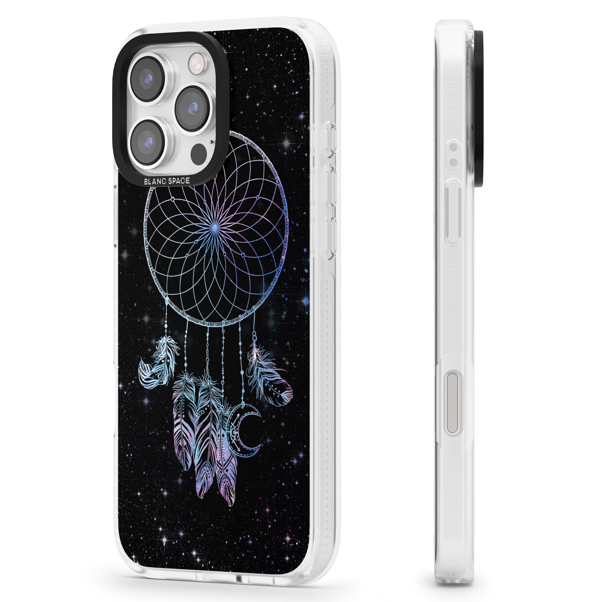 Dreamcatcher Space Stars Galaxy Print iPhone 16 Pro Max / 16 Pro Clear Case Impact Air - Blanc Space