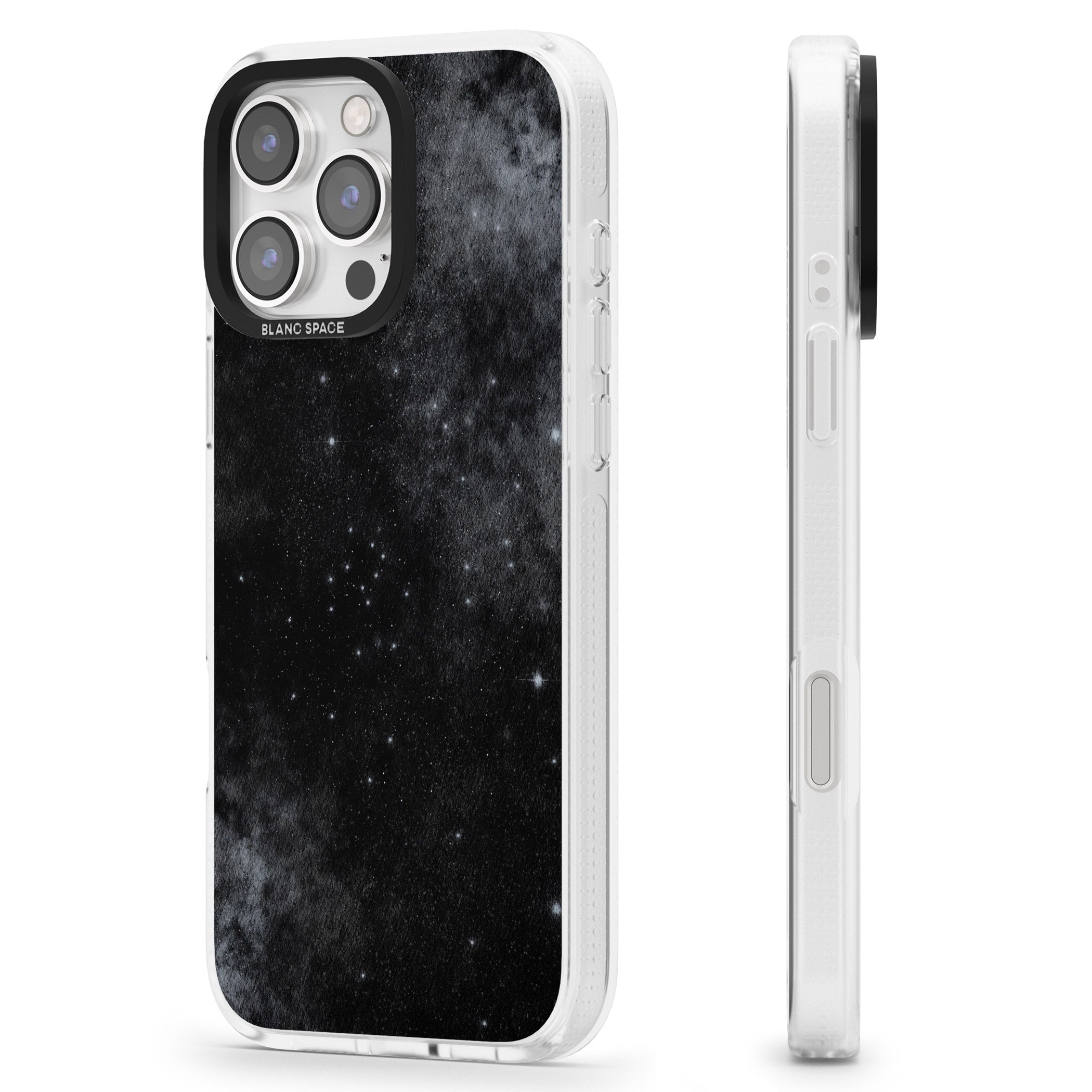 Night Sky Galaxies: Shimmering Stars iPhone 16 Pro Max / 16 Pro Clear Case Impact Air - Blanc Space