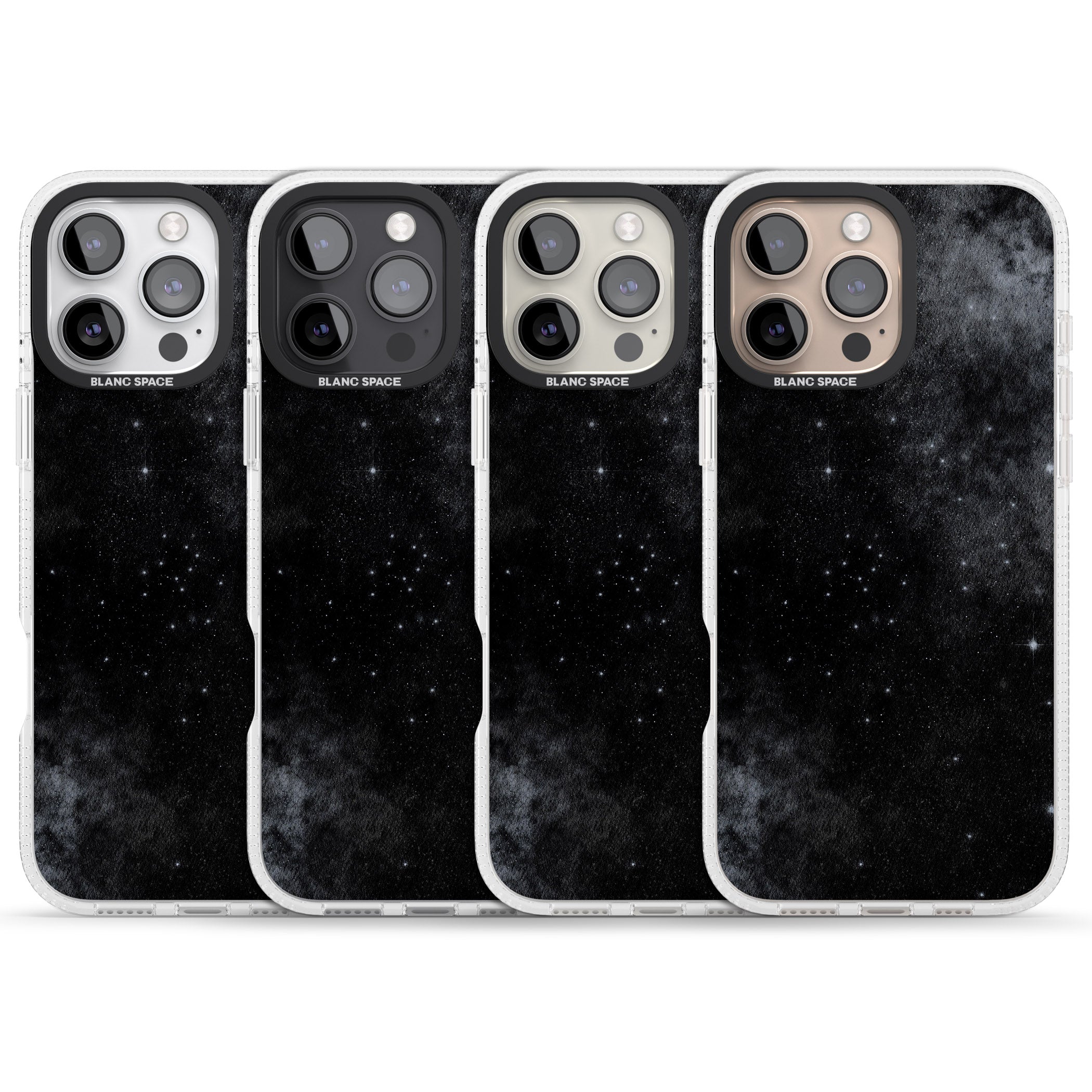 Night Sky Galaxies: Shimmering Stars iPhone 16 Pro Max / 16 Pro Clear Case Impact Air - Blanc Space
