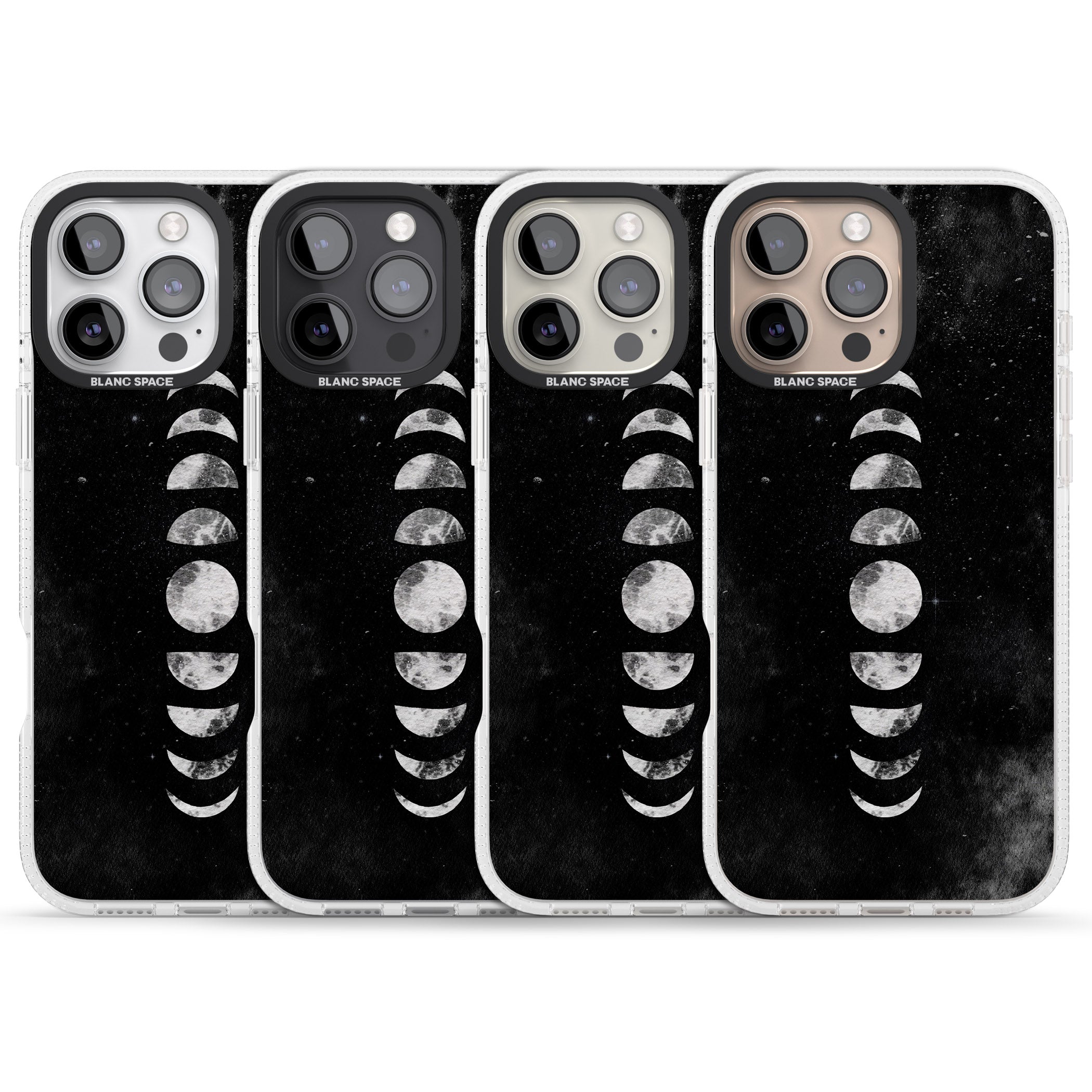 Watercolour Moon Phases iPhone 16 Pro Max / 16 Pro Clear Case Impact Air - Blanc Space