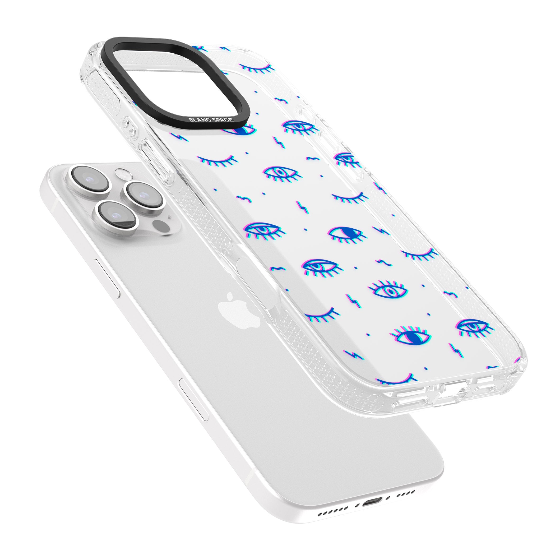 Duotone Psychedelic Eyes iPhone 16 Pro Max / 16 Pro Clear Case Impact Air - Blanc Space