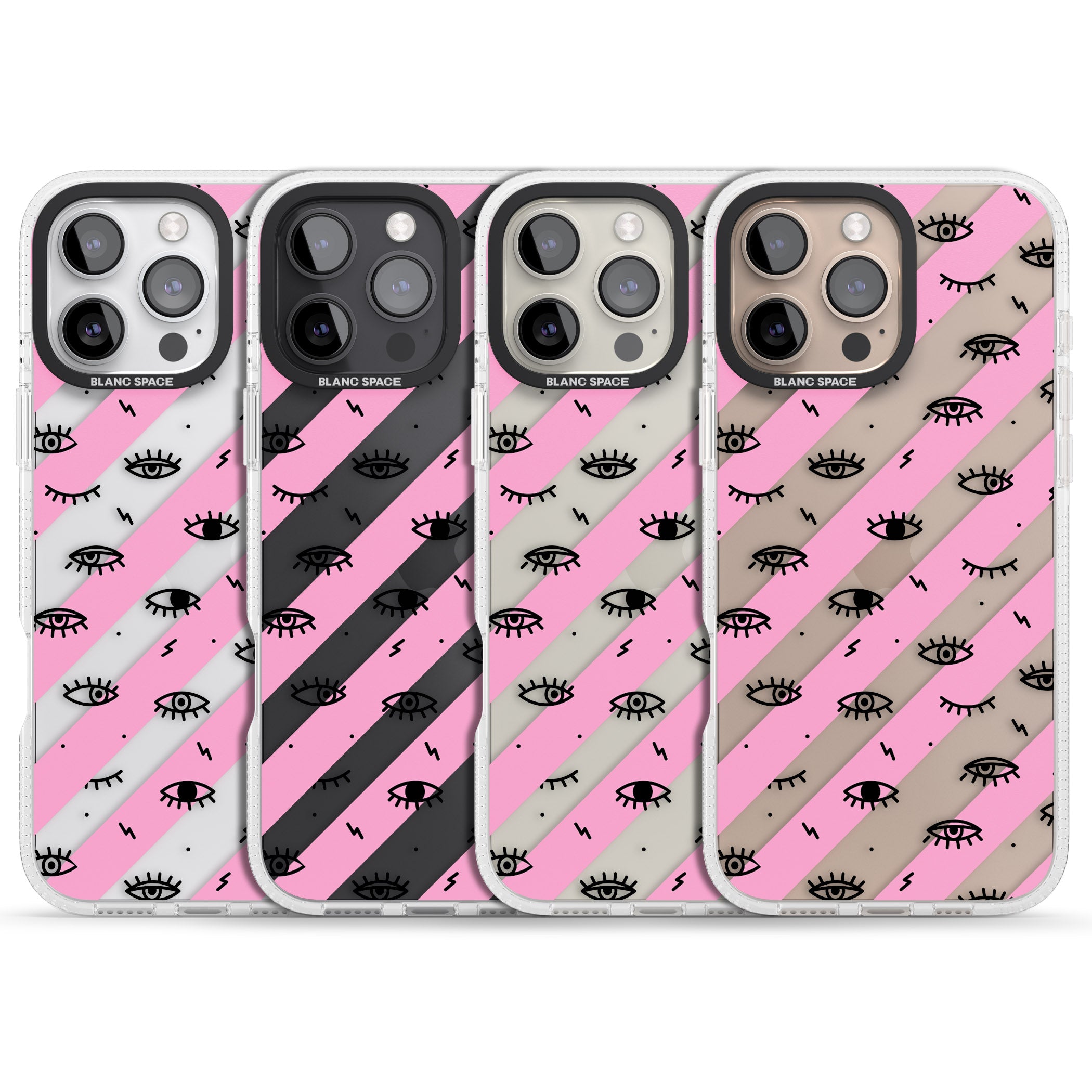 Pink Stripe Eyes iPhone 16 Pro Max / 16 Pro Clear Case Impact Air - Blanc Space