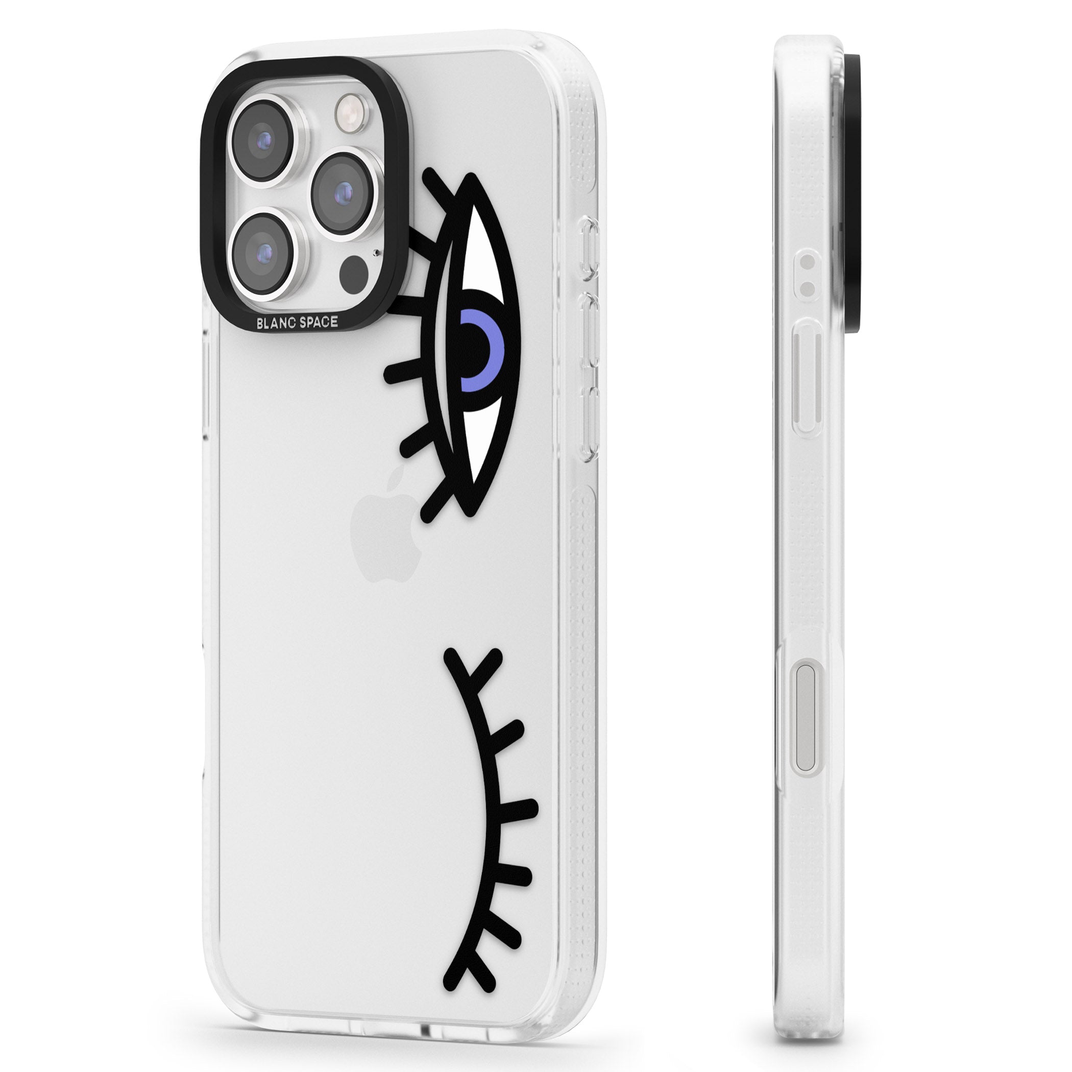Winking Eyes Transparent Pattern iPhone 16 Pro Max / 16 Pro Clear Case Impact Air - Blanc Space