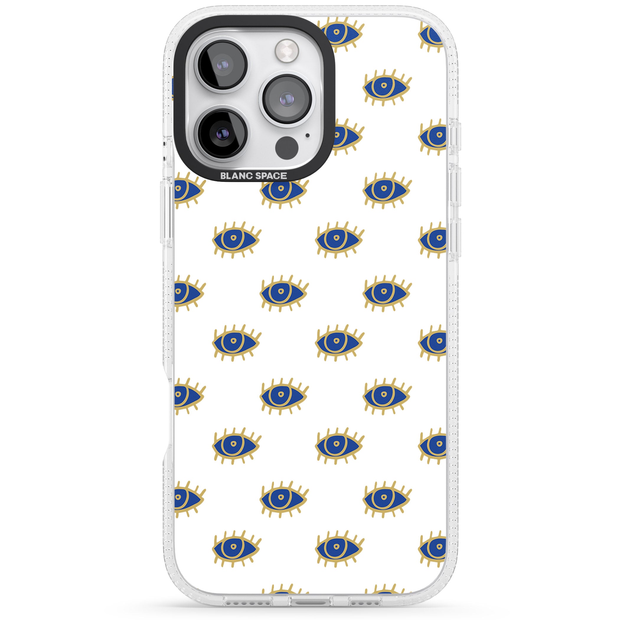 Gold Eyes Psychedelic Eyes Pattern iPhone 16 Pro Max / 16 Pro Clear Case Impact Air - Blanc Space