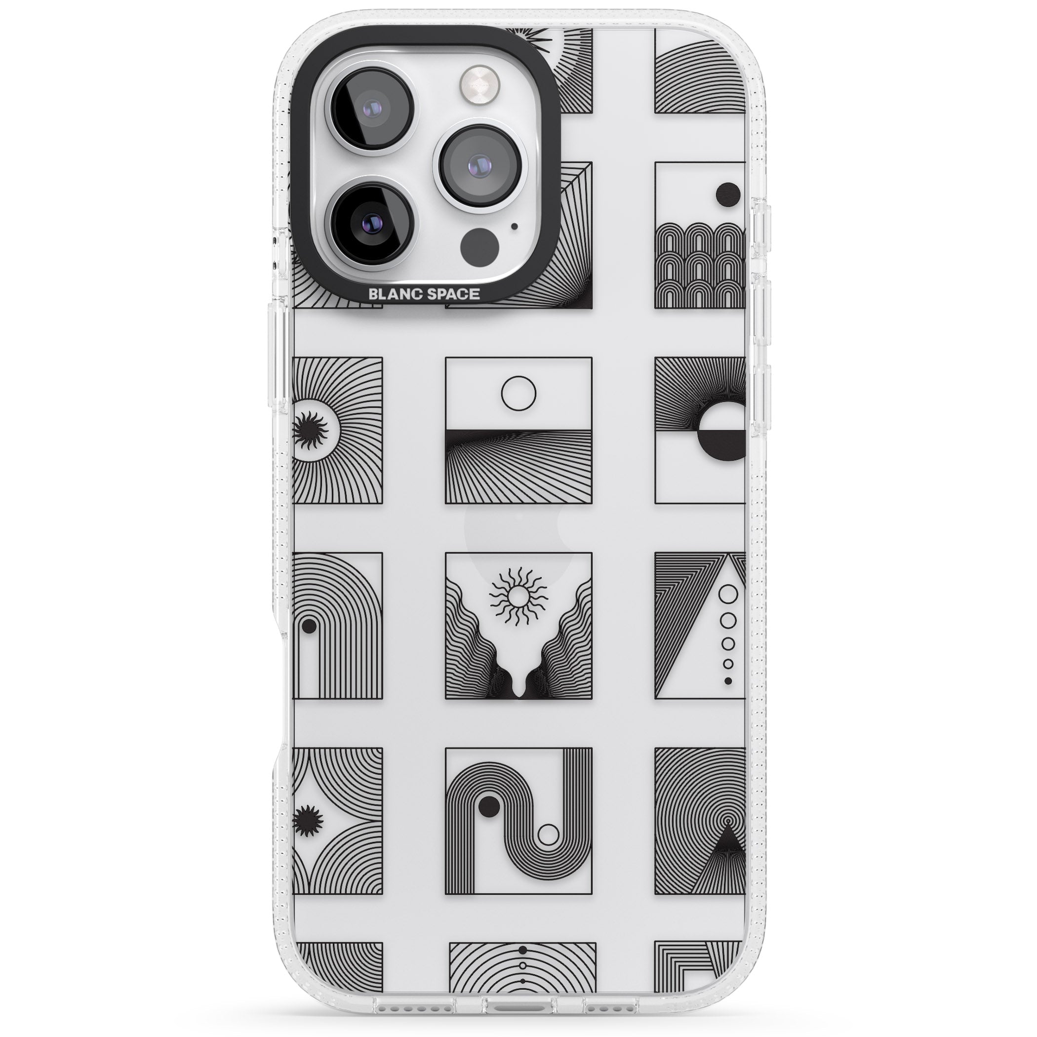 Abstract Lines: Mixed Pattern #2 iPhone 16 Pro Max / 16 Pro Clear Case Impact Air - Blanc Space