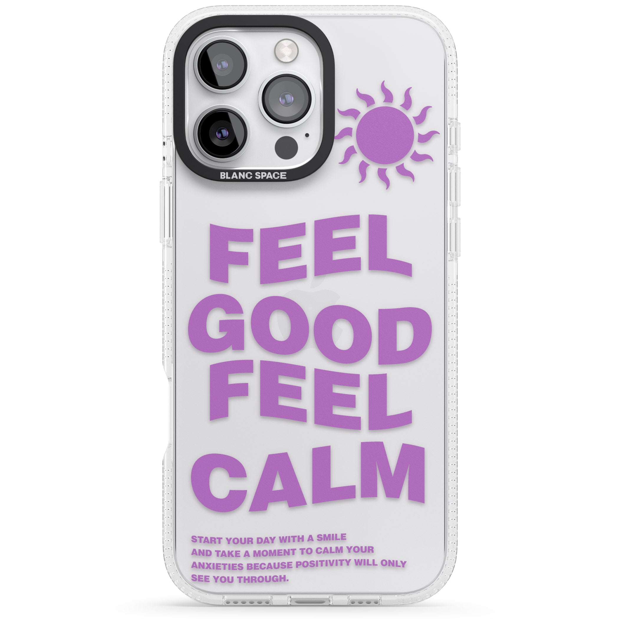 Feel Good Feel Calm (Purple) iPhone 16 Pro Max / 16 Pro Clear Case Impact Air - Blanc Space