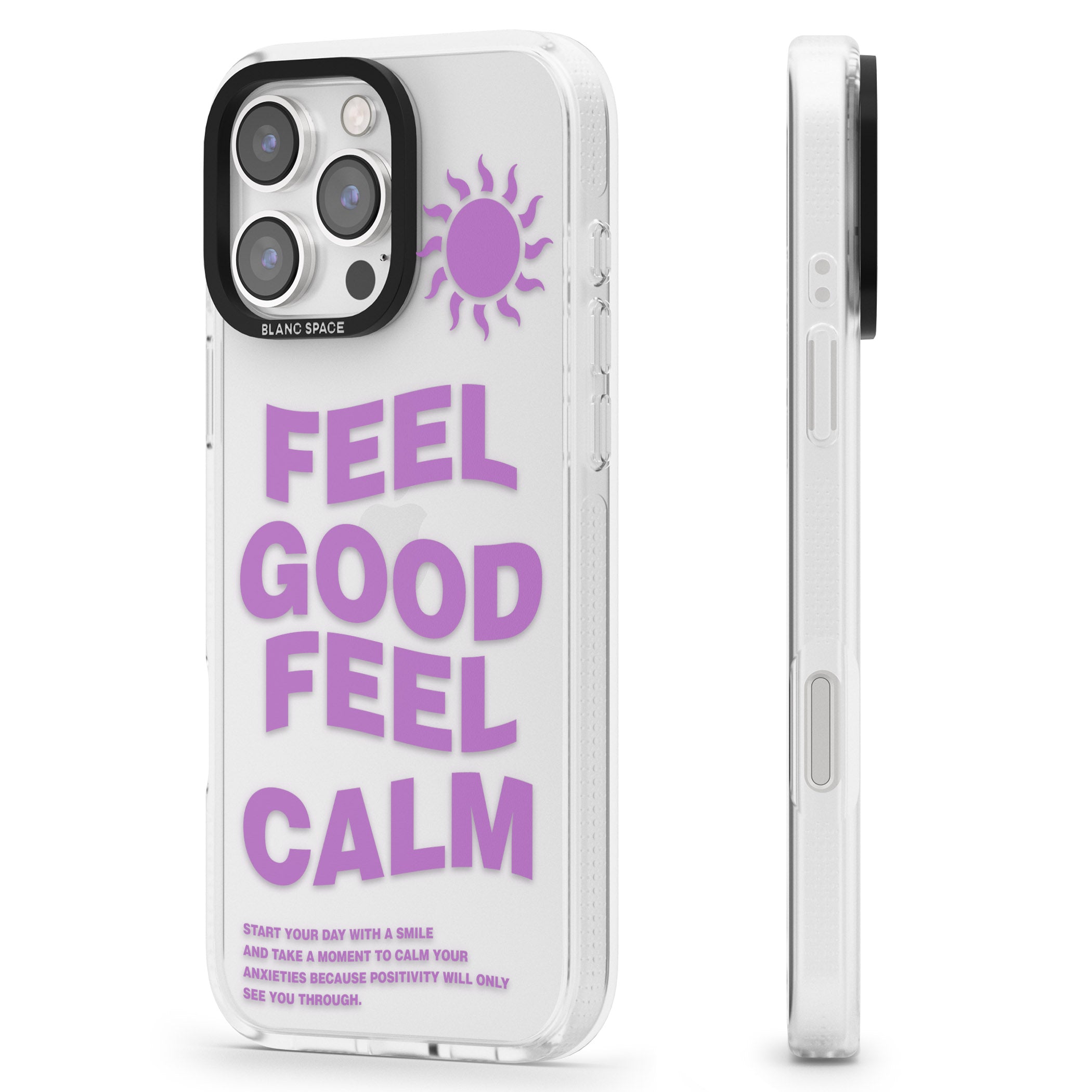 Feel Good Feel Calm (Purple) iPhone 16 Pro Max / 16 Pro Clear Case Impact Air - Blanc Space