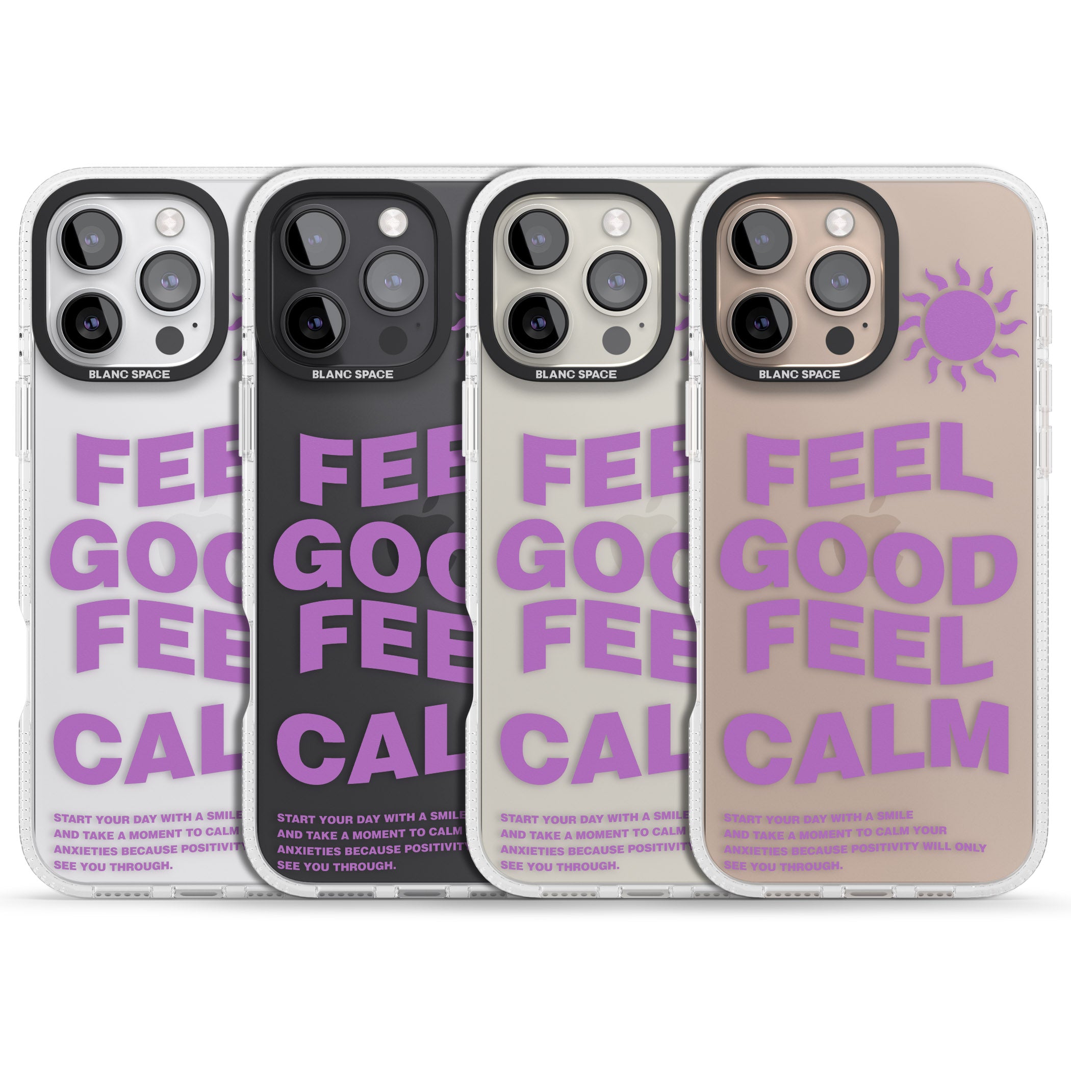 Feel Good Feel Calm (Purple) iPhone 16 Pro Max / 16 Pro Clear Case Impact Air - Blanc Space
