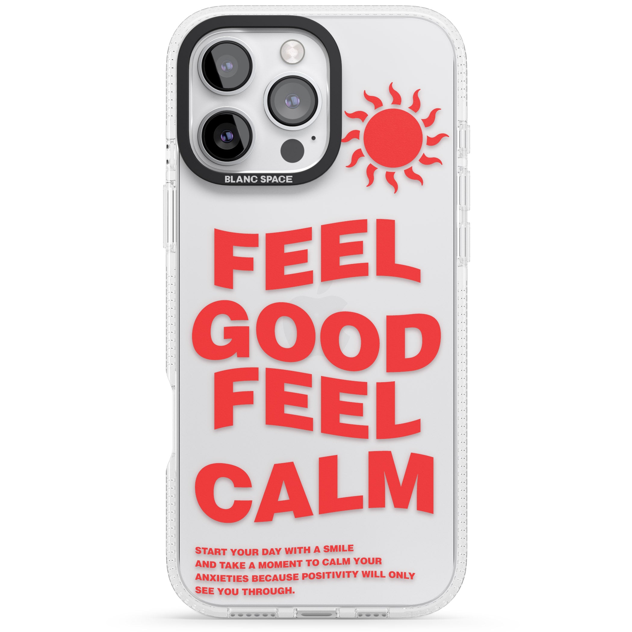 Feel Good Feel Calm (Red) iPhone 16 Pro Max / 16 Pro Clear Case Impact Air - Blanc Space