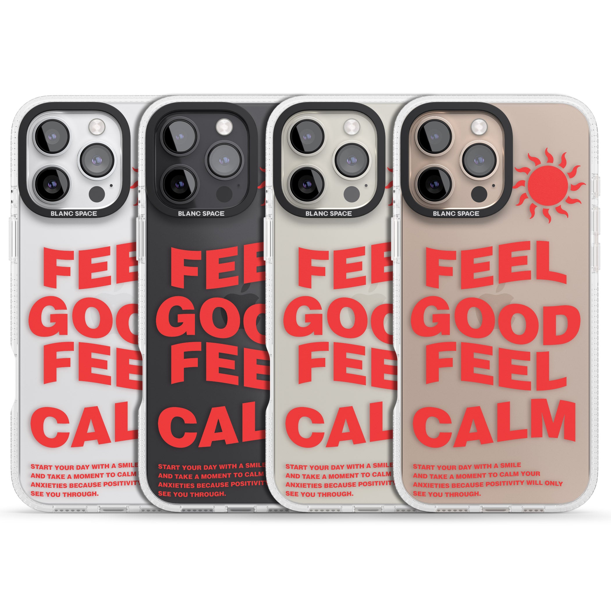 Feel Good Feel Calm (Red) iPhone 16 Pro Max / 16 Pro Clear Case Impact Air - Blanc Space