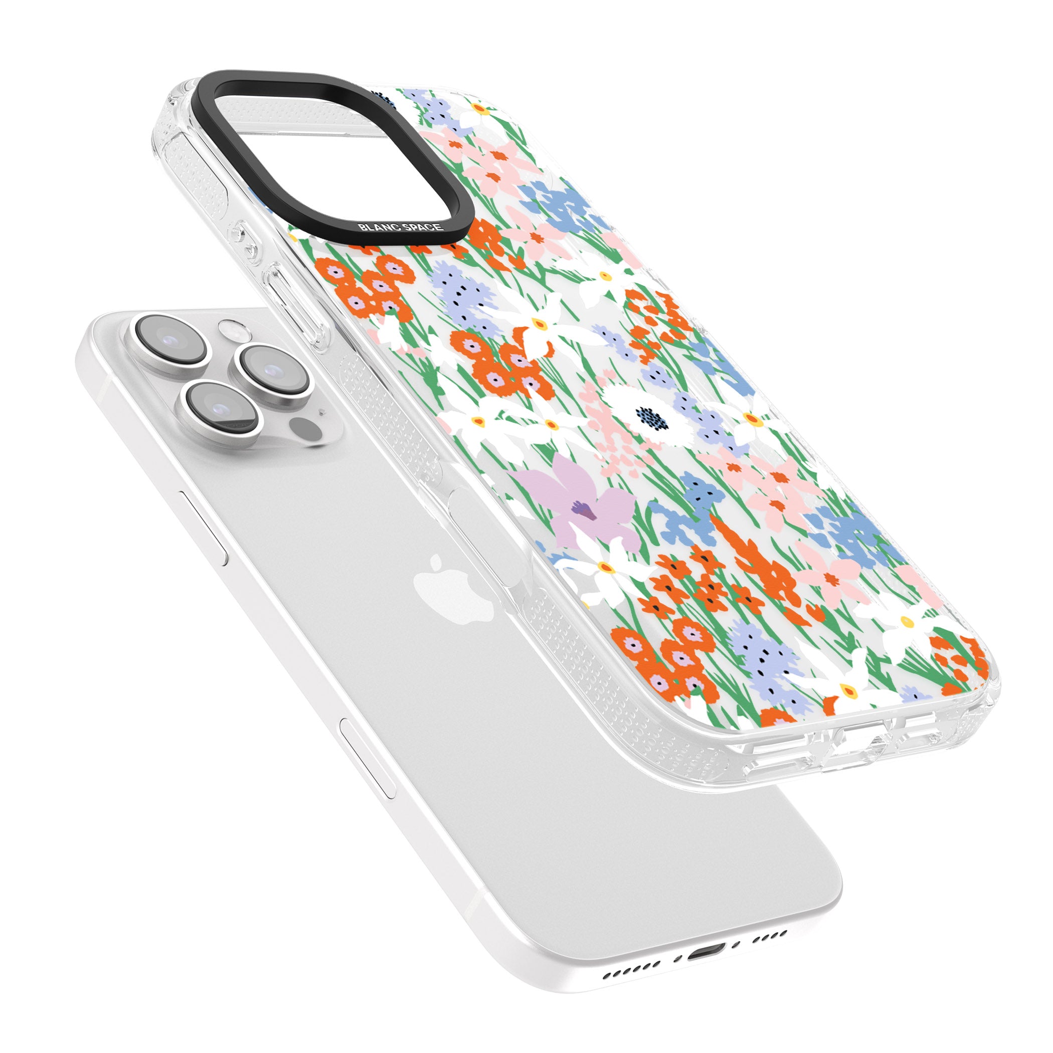 Springtime Meadow: Transparent iPhone 16 Pro Max / 16 Pro Clear Case Impact Air - Blanc Space