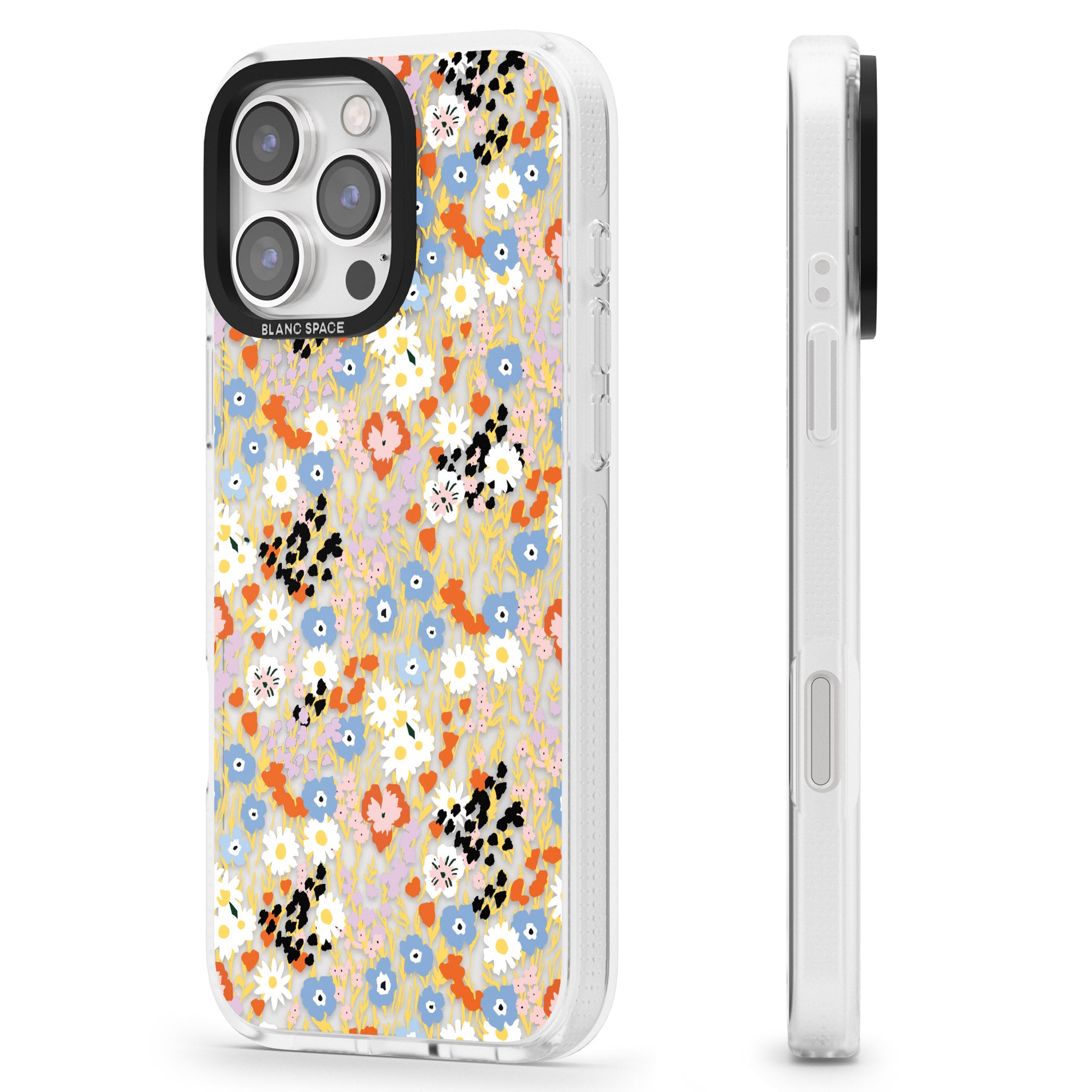 Busy Floral Mix: Transparent iPhone 16 Pro Max / 16 Pro Clear Case Impact Air - Blanc Space
