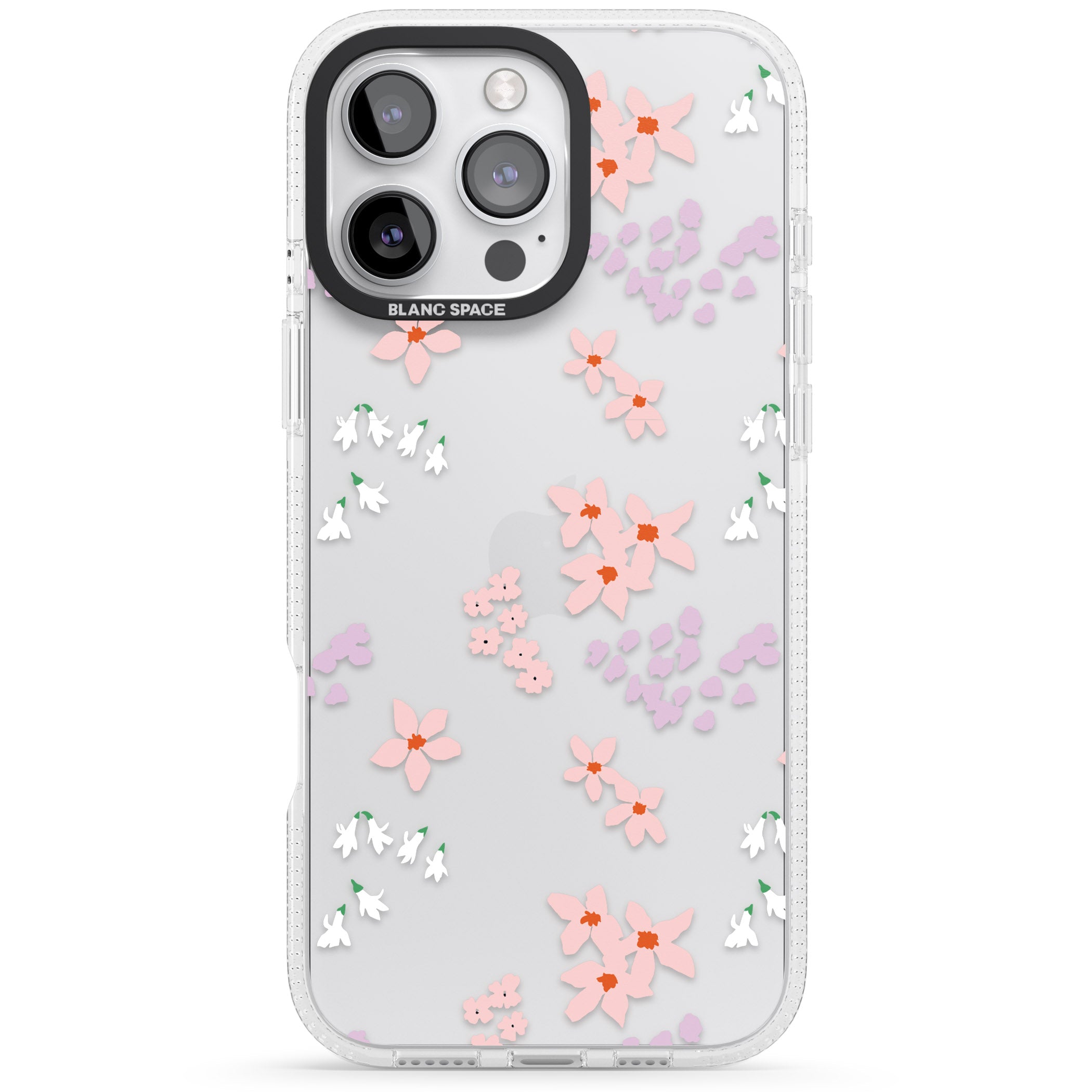 Pink & Purple Flower Mix: Clear iPhone 16 Pro Max / 16 Pro Clear Case Impact Air - Blanc Space