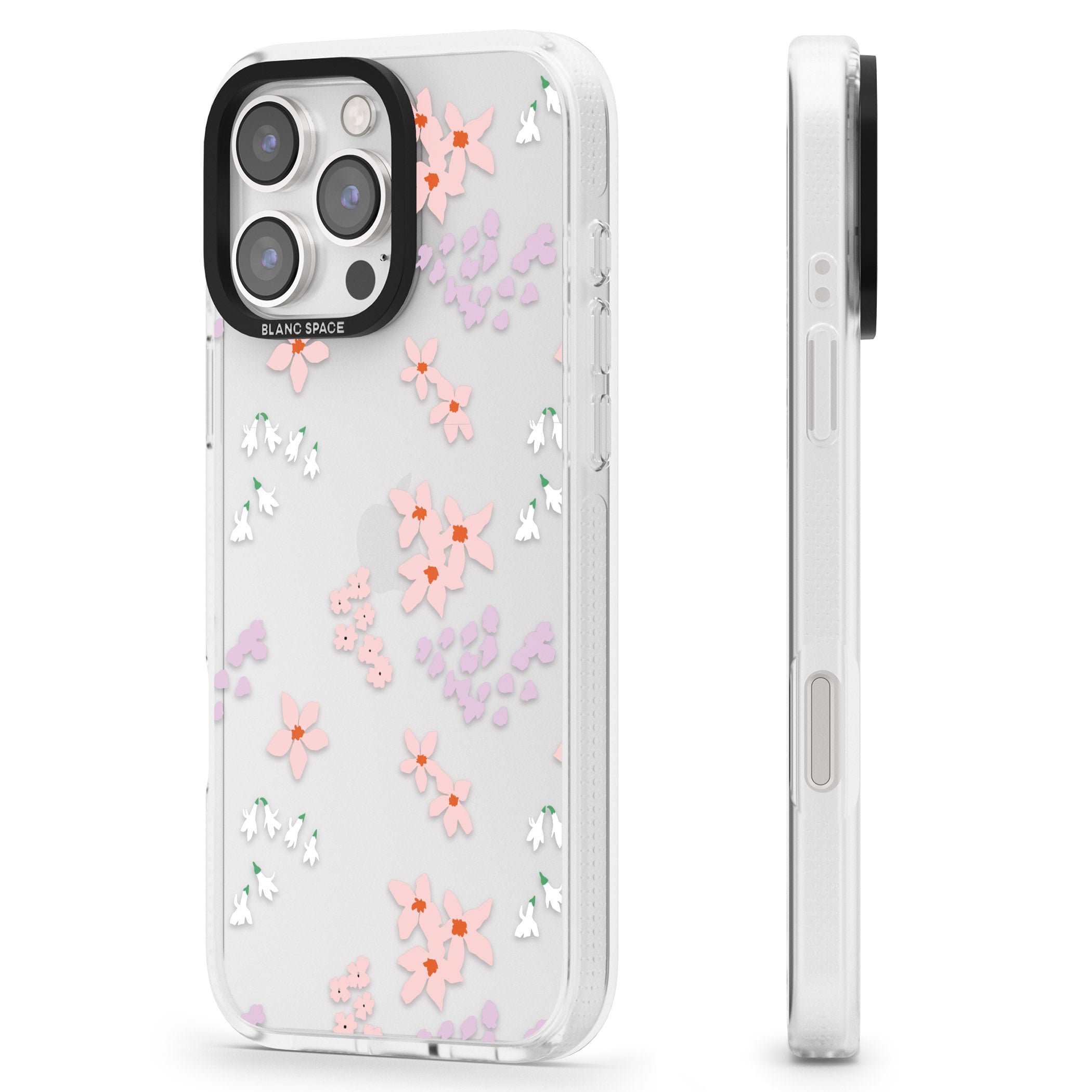 Pink & Purple Flower Mix: Clear iPhone 16 Pro Max / 16 Pro Clear Case Impact Air - Blanc Space