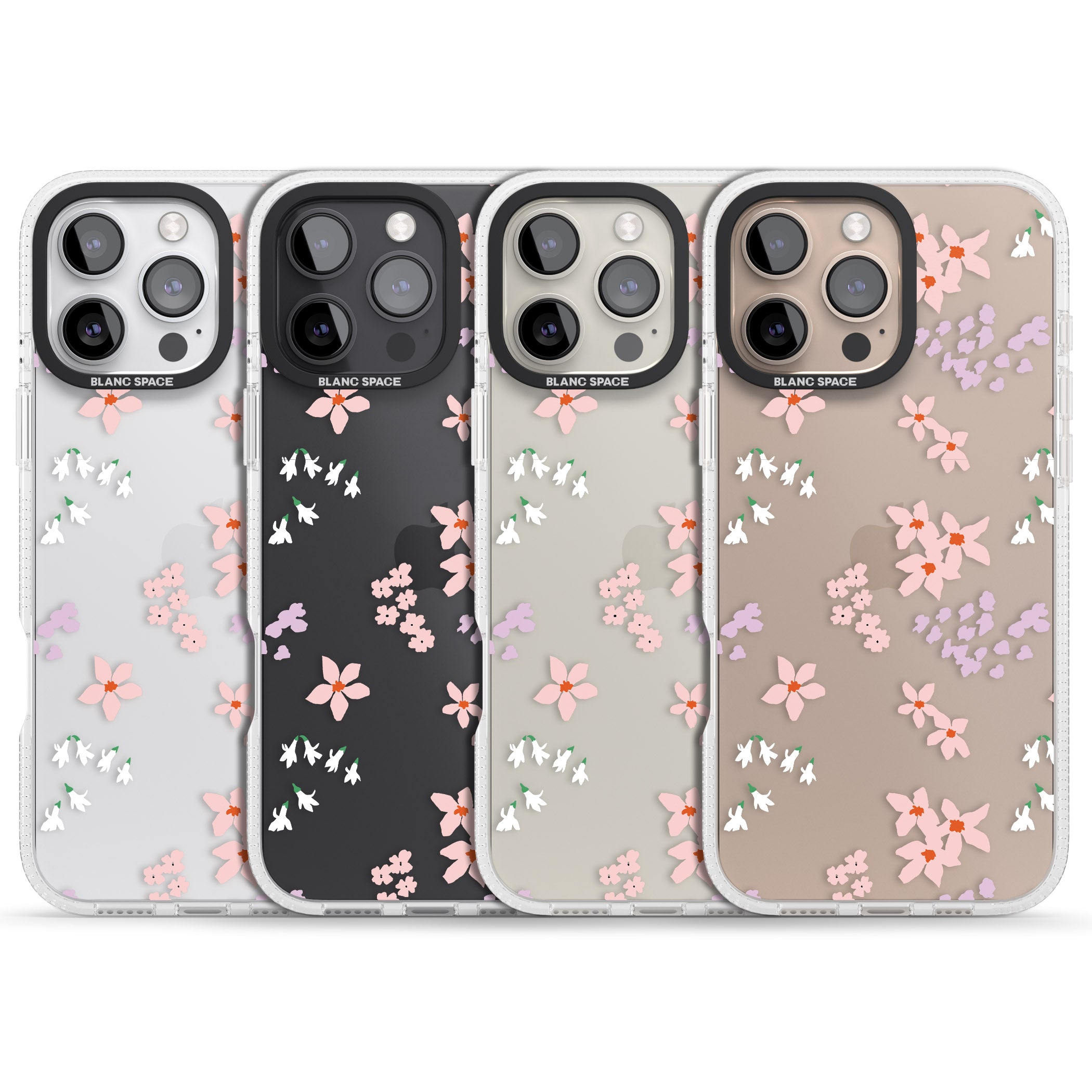 Pink & Purple Flower Mix: Clear iPhone 16 Pro Max / 16 Pro Clear Case Impact Air - Blanc Space