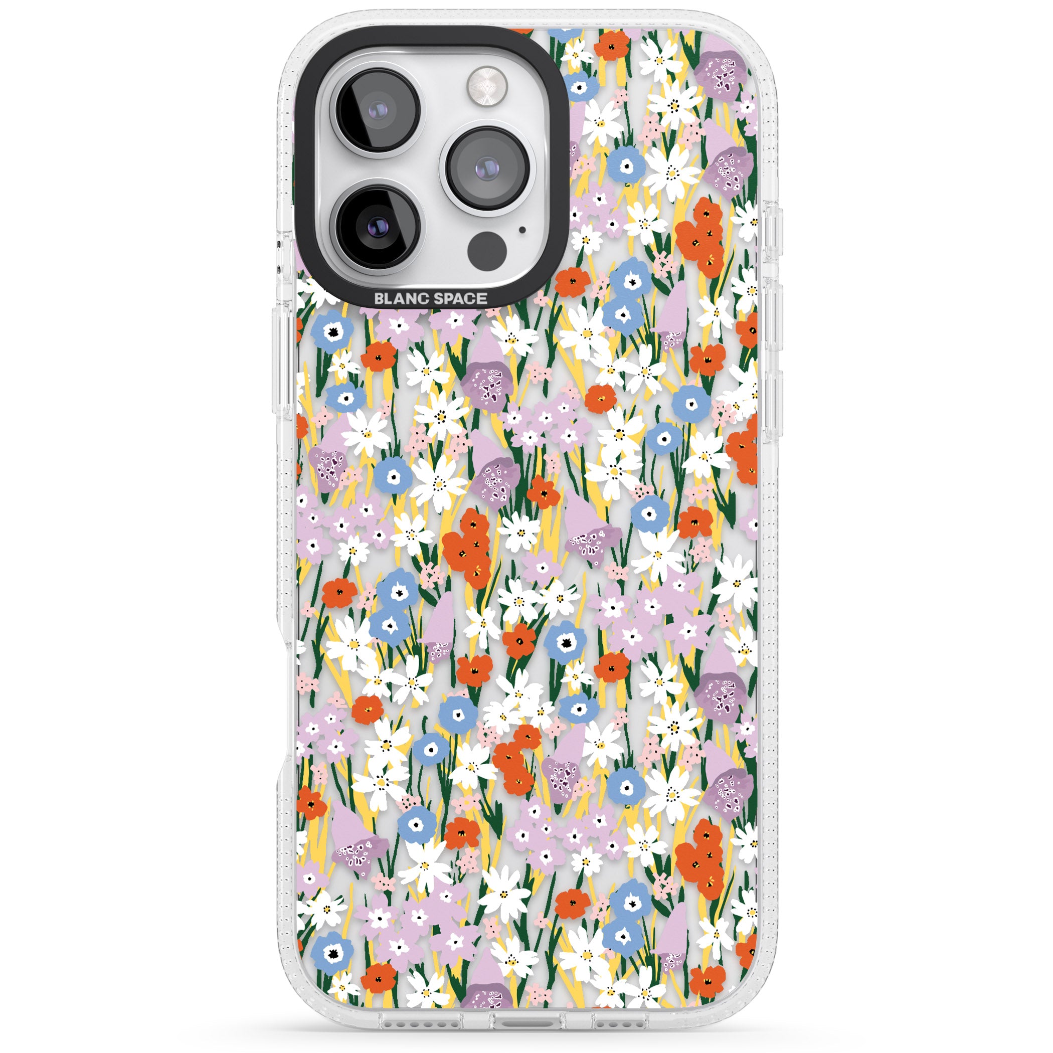 Energetic Floral Mix: Transparent iPhone 16 Pro Max / 16 Pro Clear Case Impact Air - Blanc Space