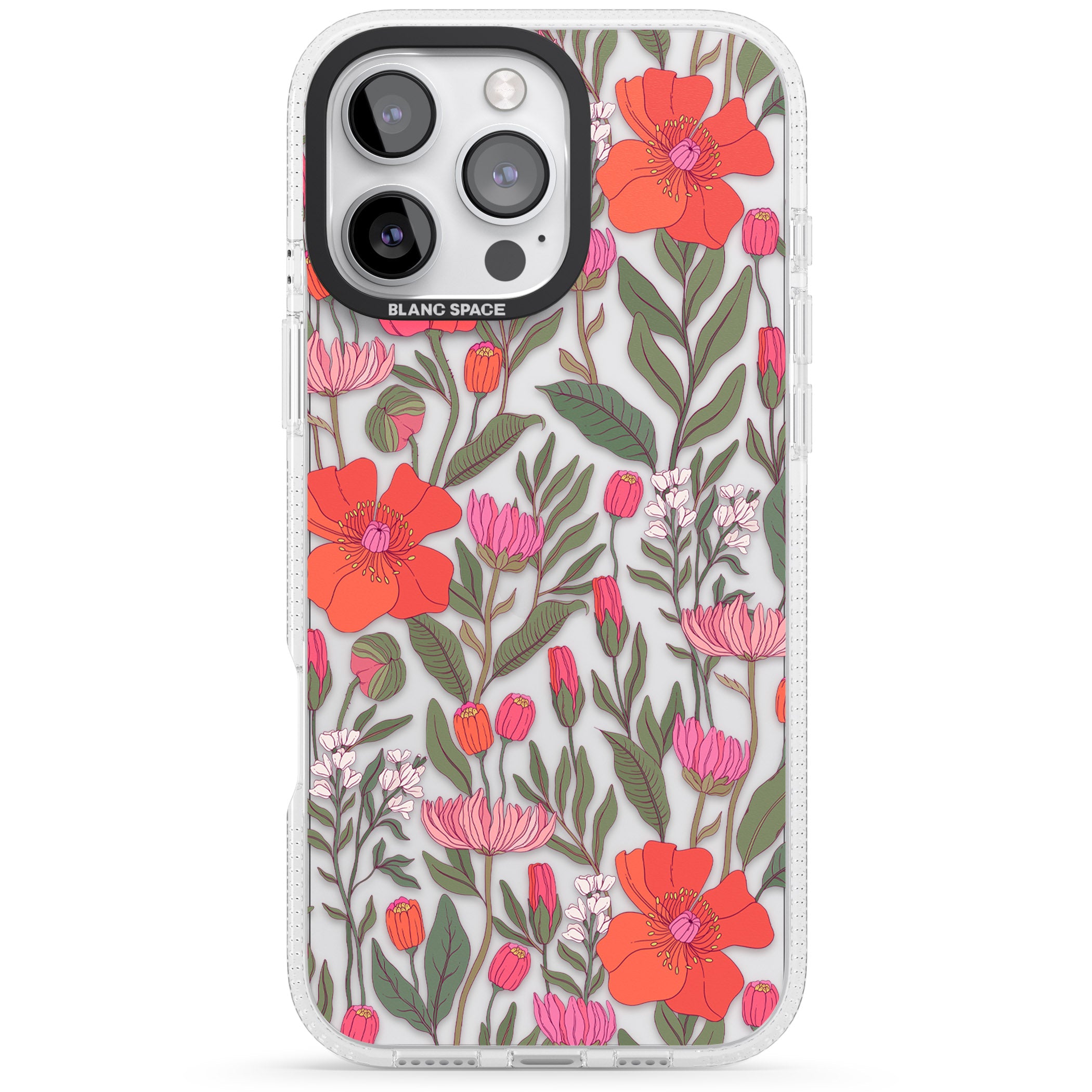 Peachy Floral iPhone 16 Pro Max / 16 Pro Clear Case Impact Air - Blanc Space
