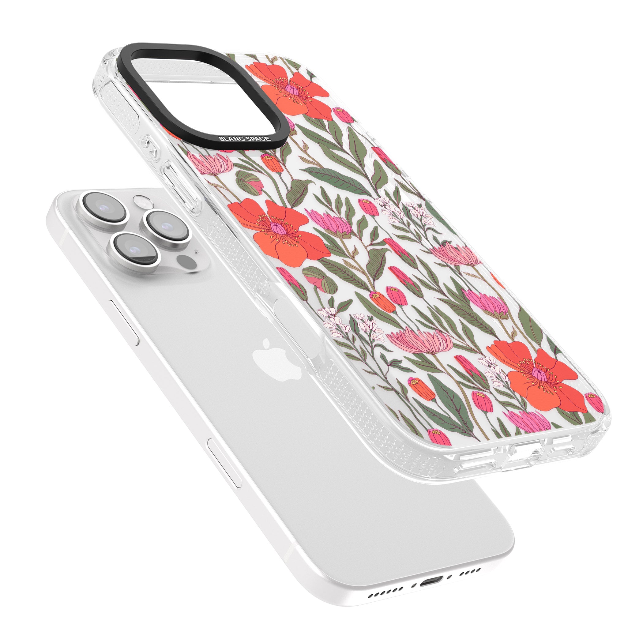 Peachy Floral iPhone 16 Pro Max / 16 Pro Clear Case Impact Air - Blanc Space