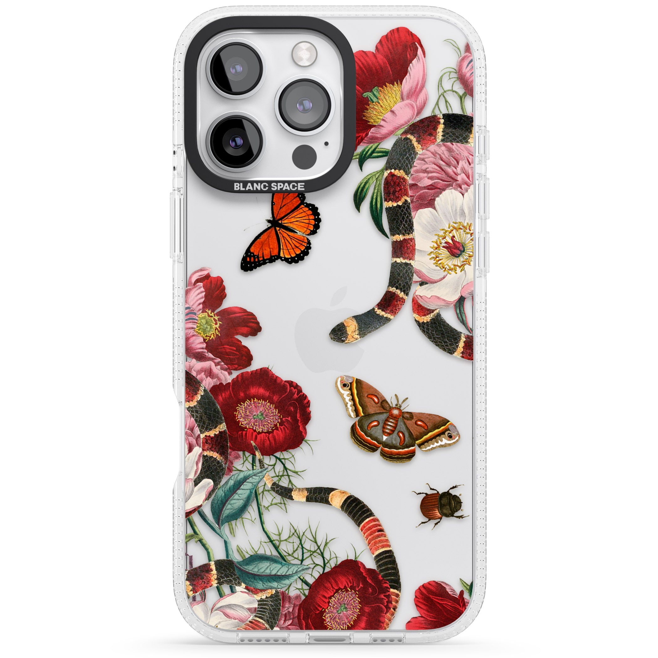 Botanical Snake iPhone 16 Pro Max / 16 Pro Clear Case Impact Air - Blanc Space