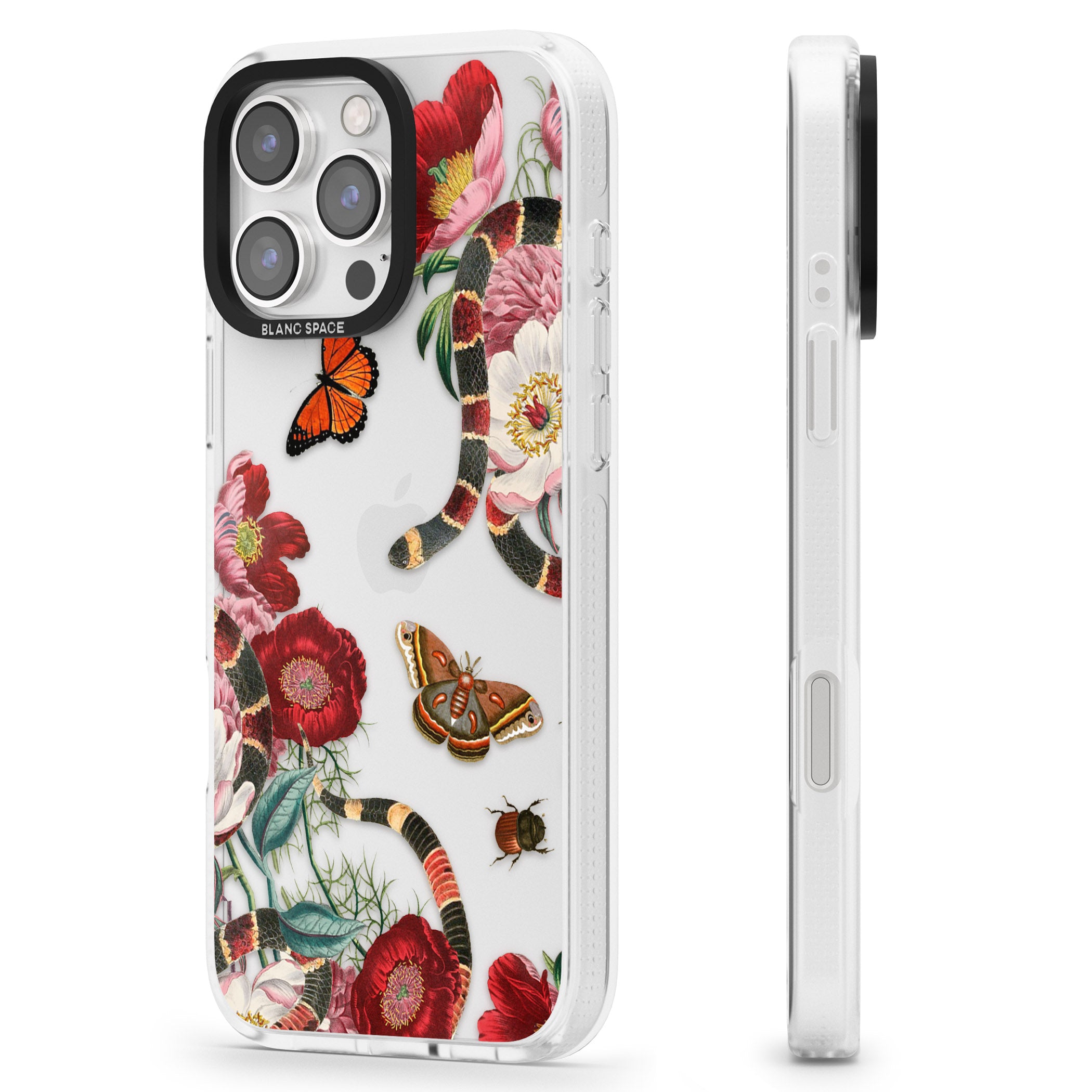 Botanical Snake iPhone 16 Pro Max / 16 Pro Clear Case Impact Air - Blanc Space