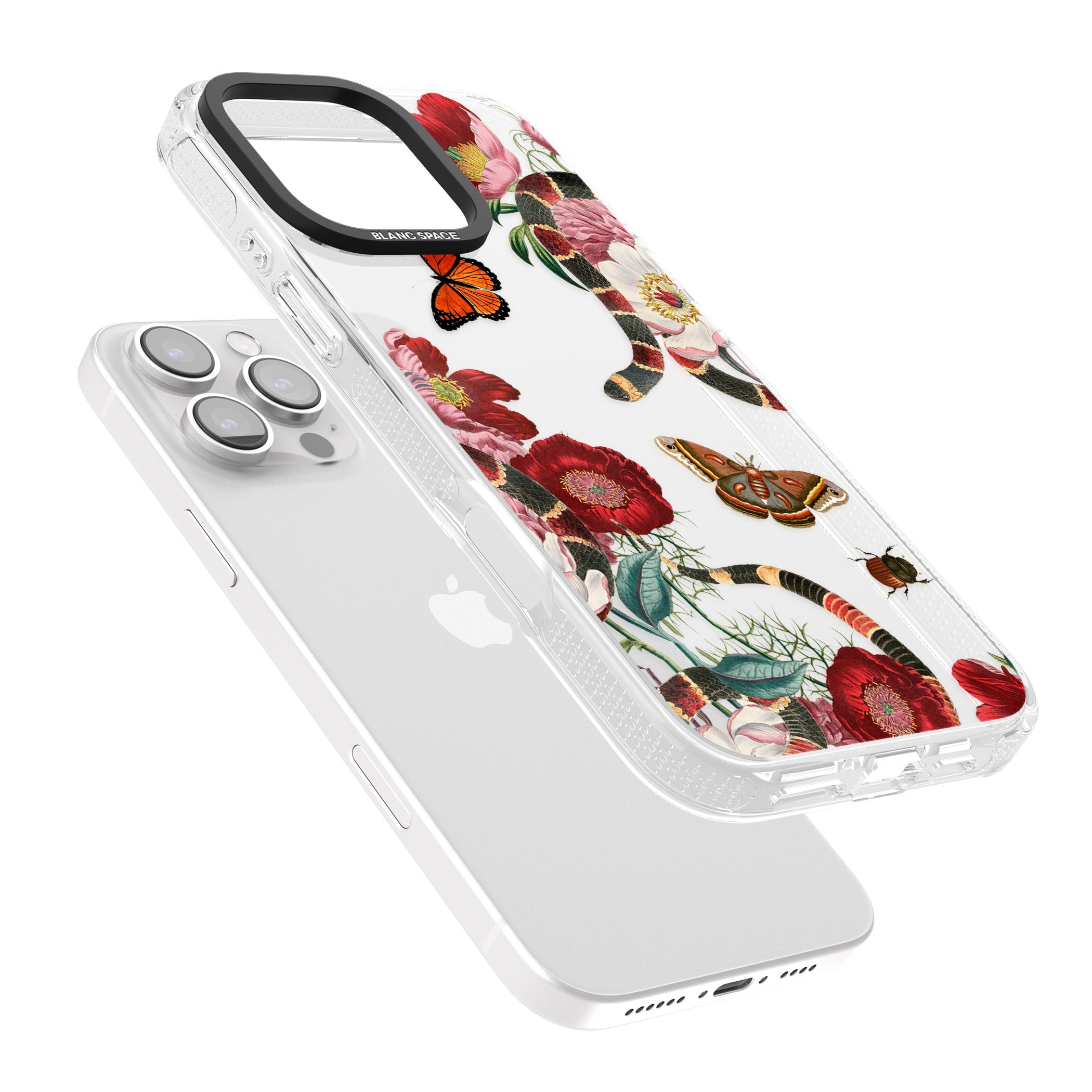 Botanical Snake iPhone 16 Pro Max / 16 Pro Clear Case Impact Air - Blanc Space