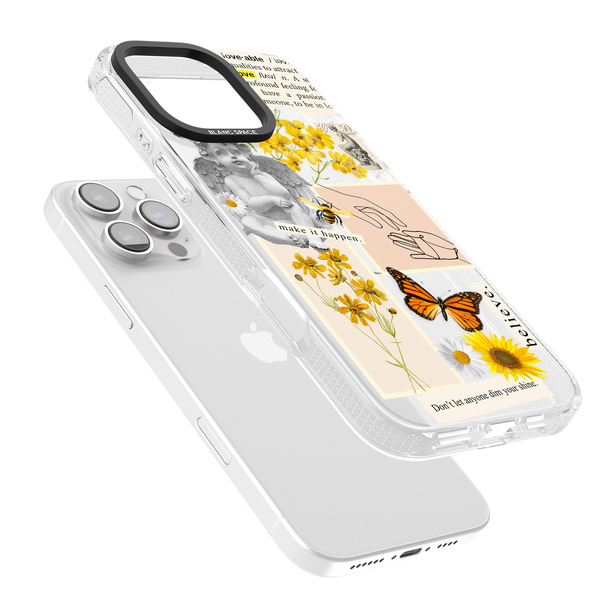 Vintage Wildflower Collage iPhone 16 Pro Max / 16 Pro Clear Case Impact Air - Blanc Space