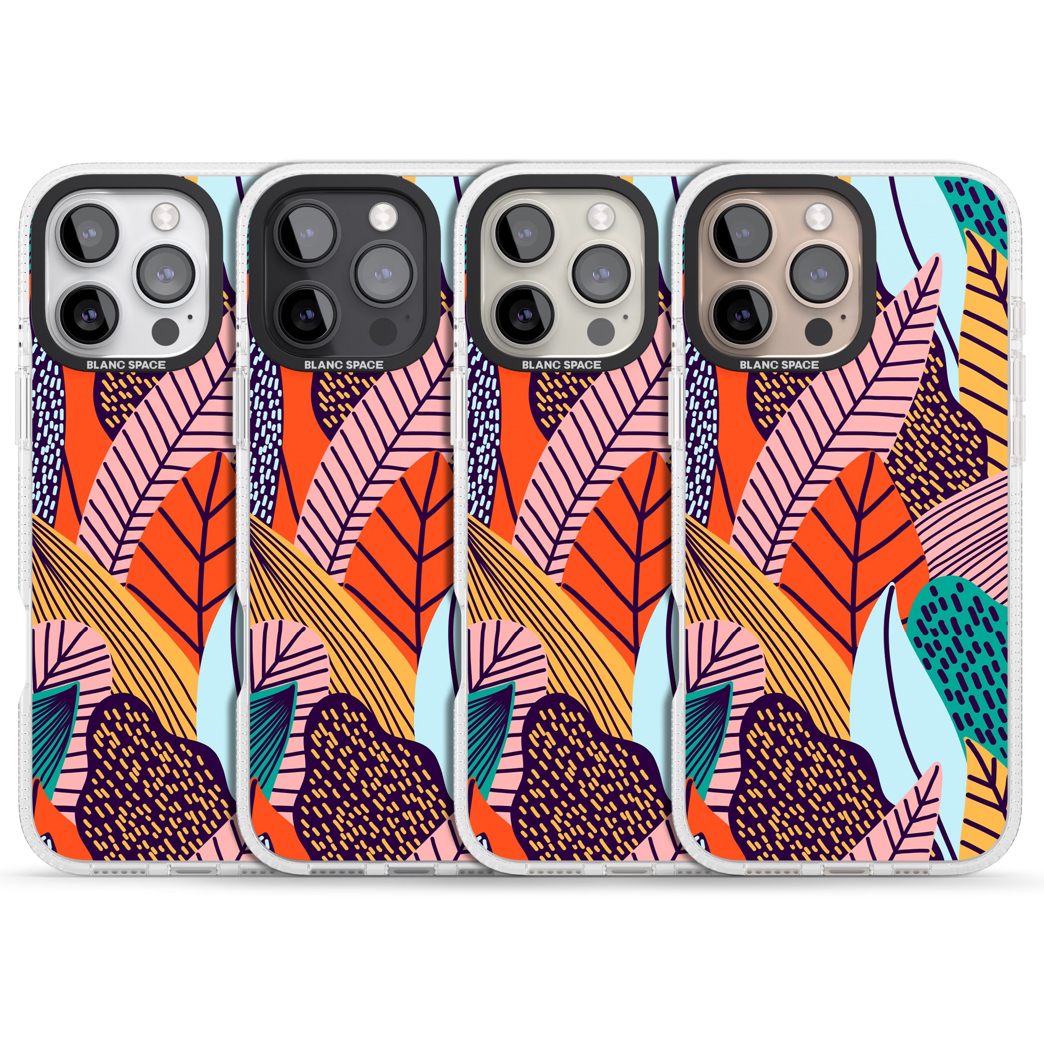 Abstract Leaves iPhone 16 Pro Max / 16 Pro Clear Case Impact Air - Blanc Space