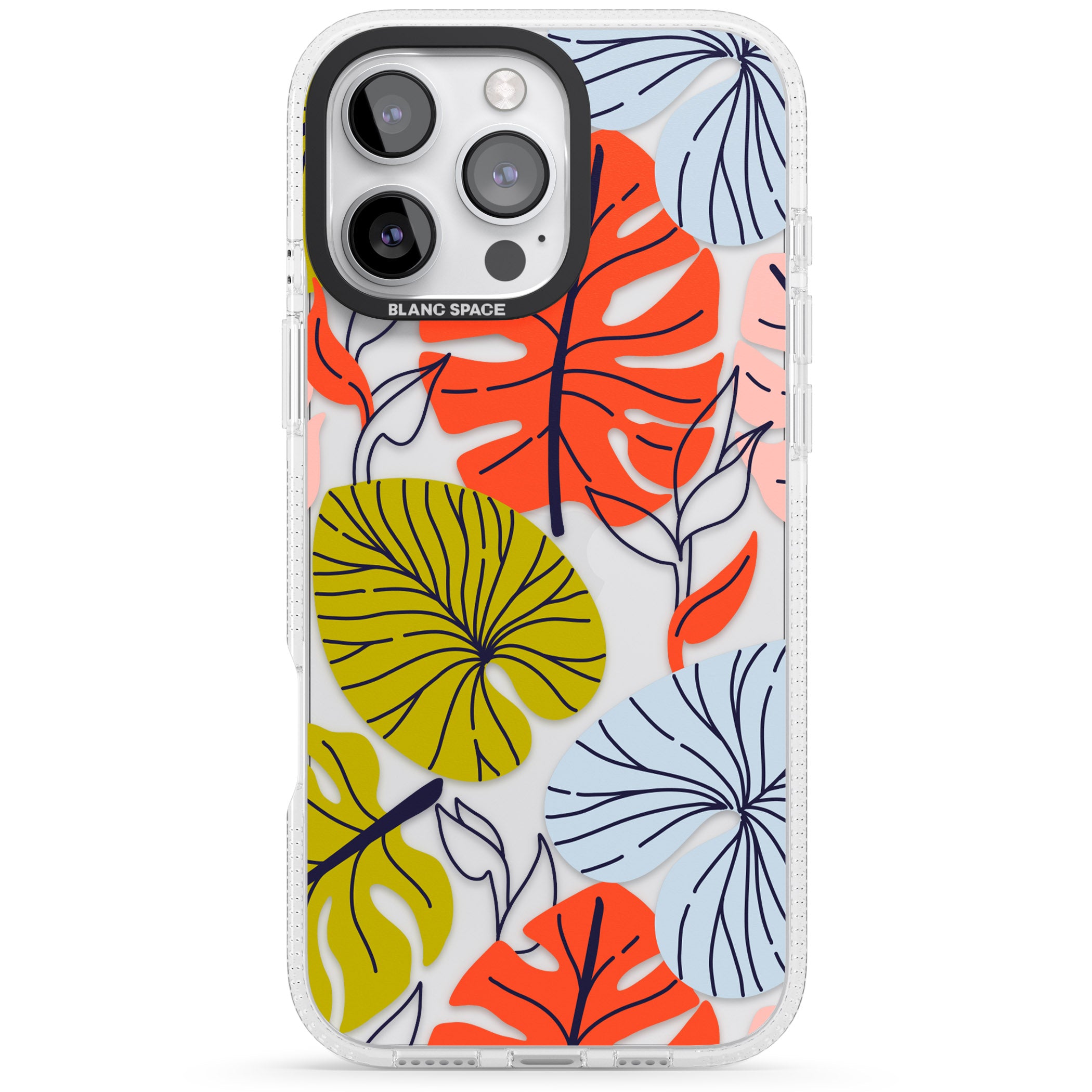 Retro Leaves iPhone 16 Pro Max / 16 Pro Clear Case Impact Air - Blanc Space