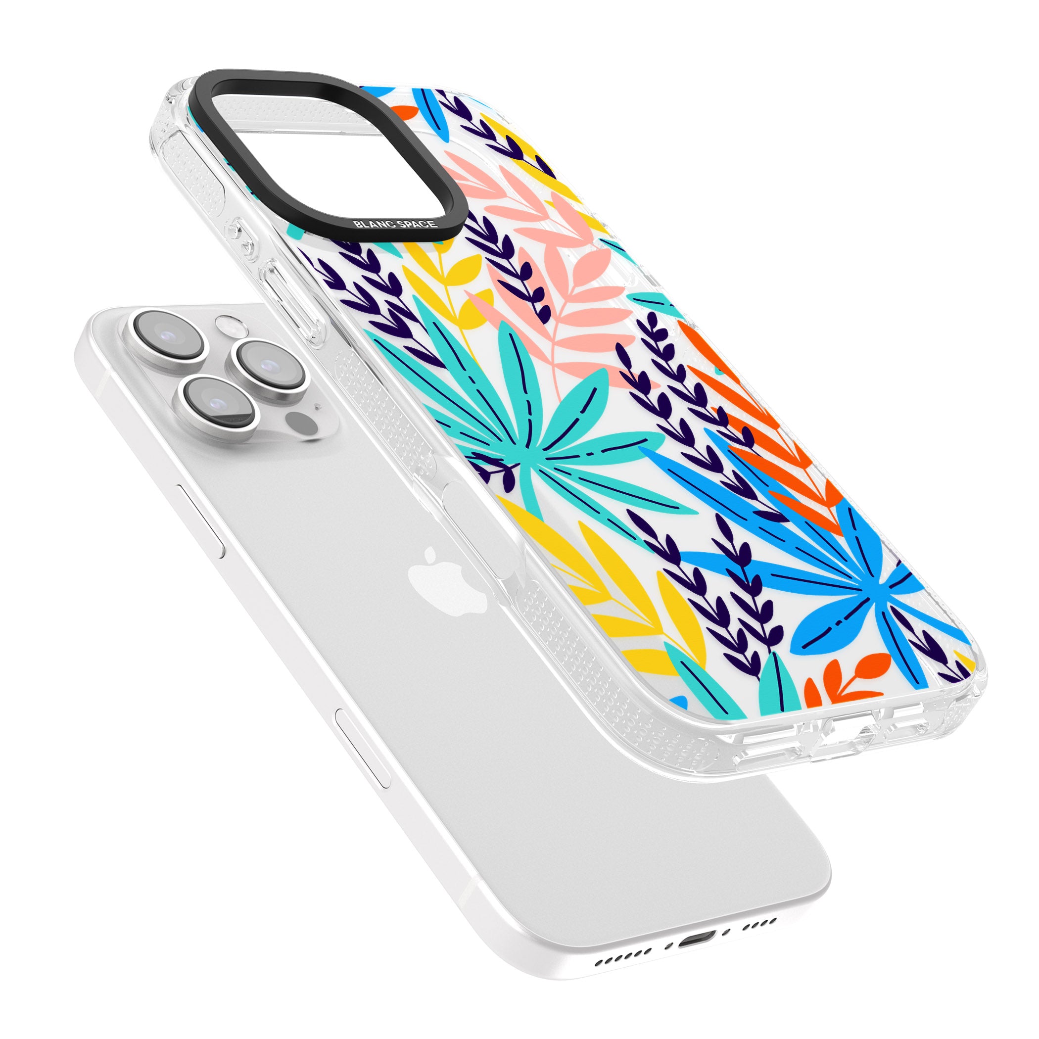 Tropical Palm Leaves iPhone 16 Pro Max / 16 Pro Clear Case Impact Air - Blanc Space