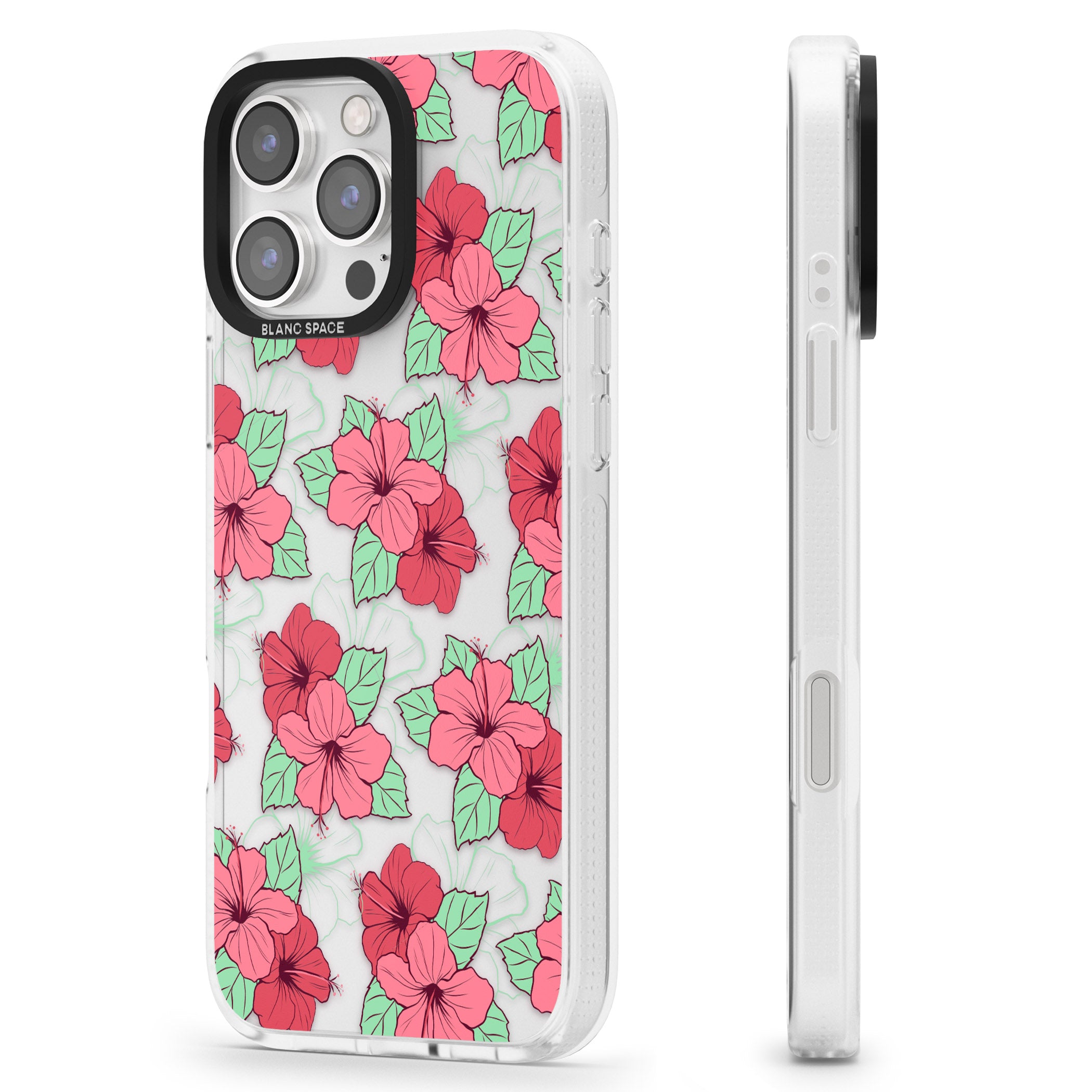 Pink Peony iPhone 16 Pro Max / 16 Pro Clear Case Impact Air - Blanc Space