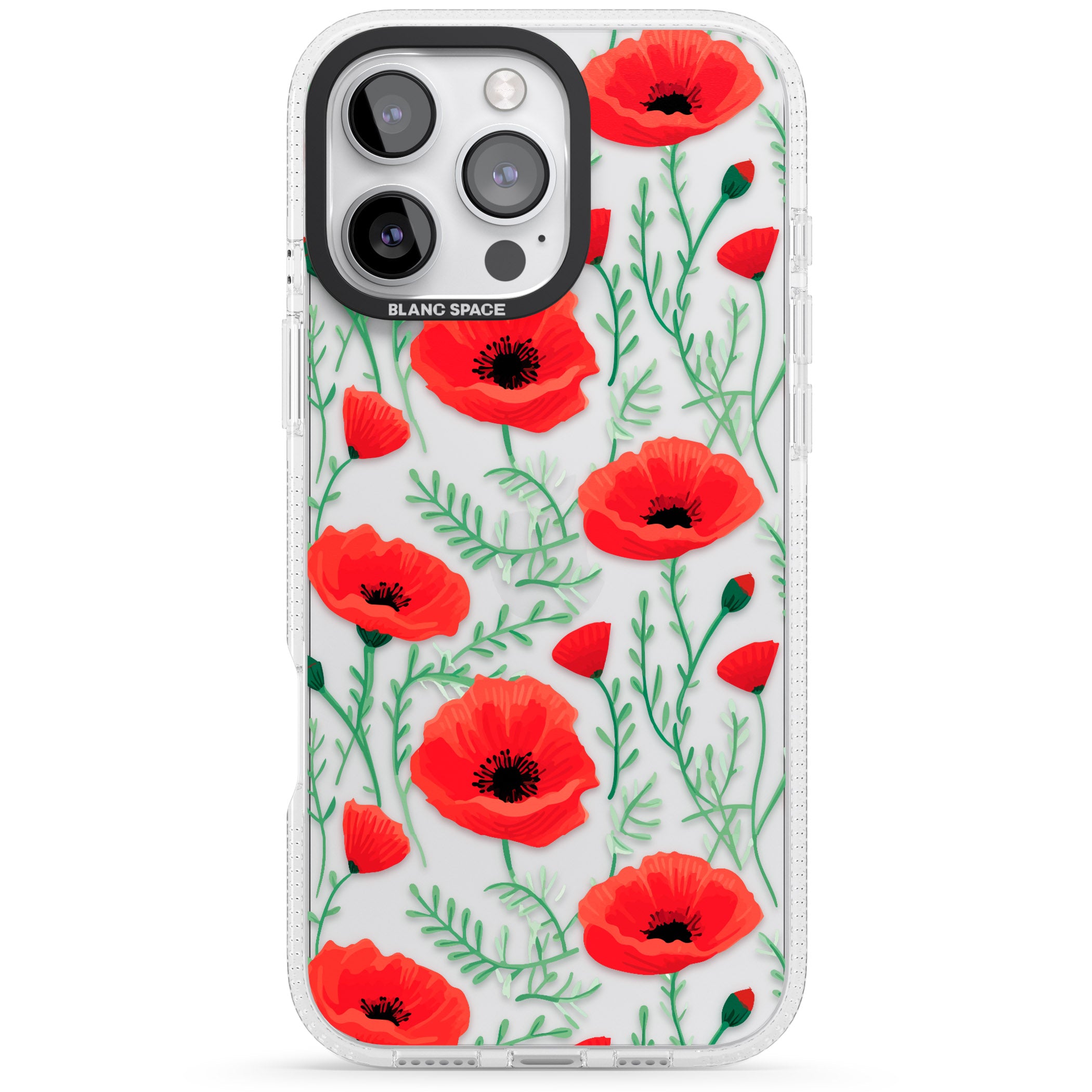 Poppy Garden iPhone 16 Pro Max / 16 Pro Clear Case Impact Air - Blanc Space