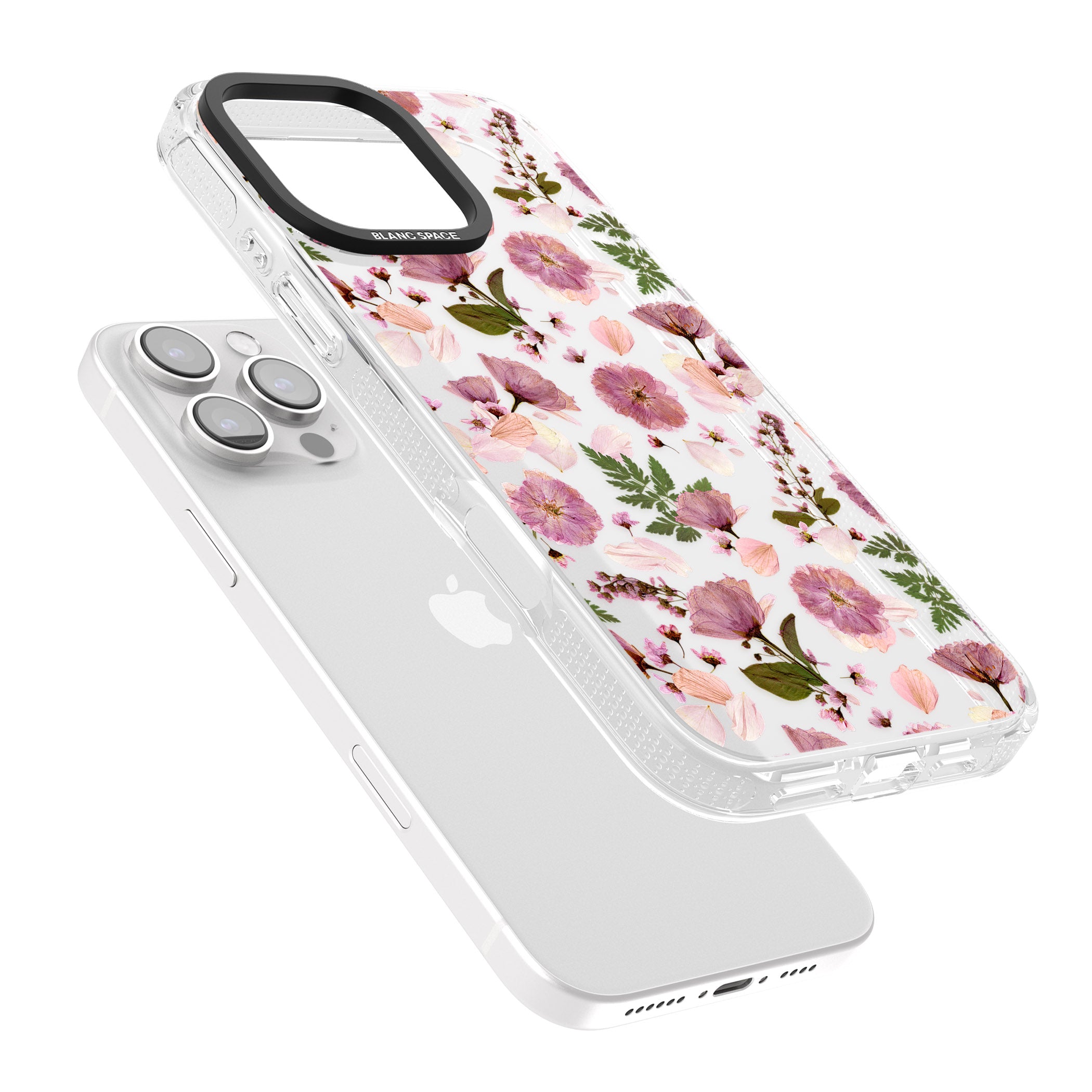 Floral Menagerie Transparent Design iPhone 16 Pro Max / 16 Pro Clear Case Impact Air - Blanc Space