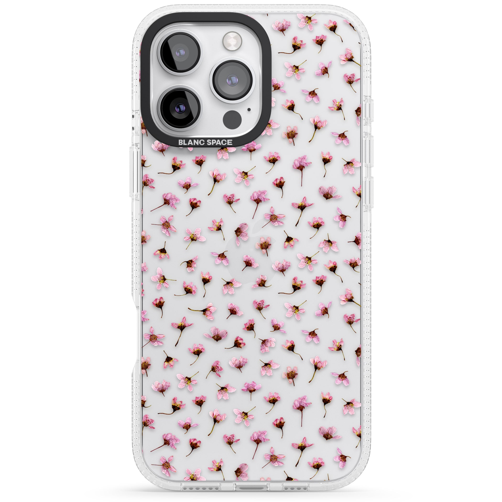 Small Pink Blossoms Transparent Design iPhone 16 Pro Max / 16 Pro Clear Case Impact Air - Blanc Space