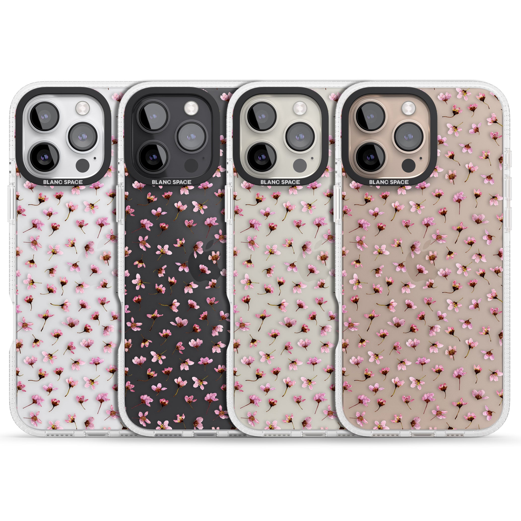 Small Pink Blossoms Transparent Design iPhone 16 Pro Max / 16 Pro Clear Case Impact Air - Blanc Space