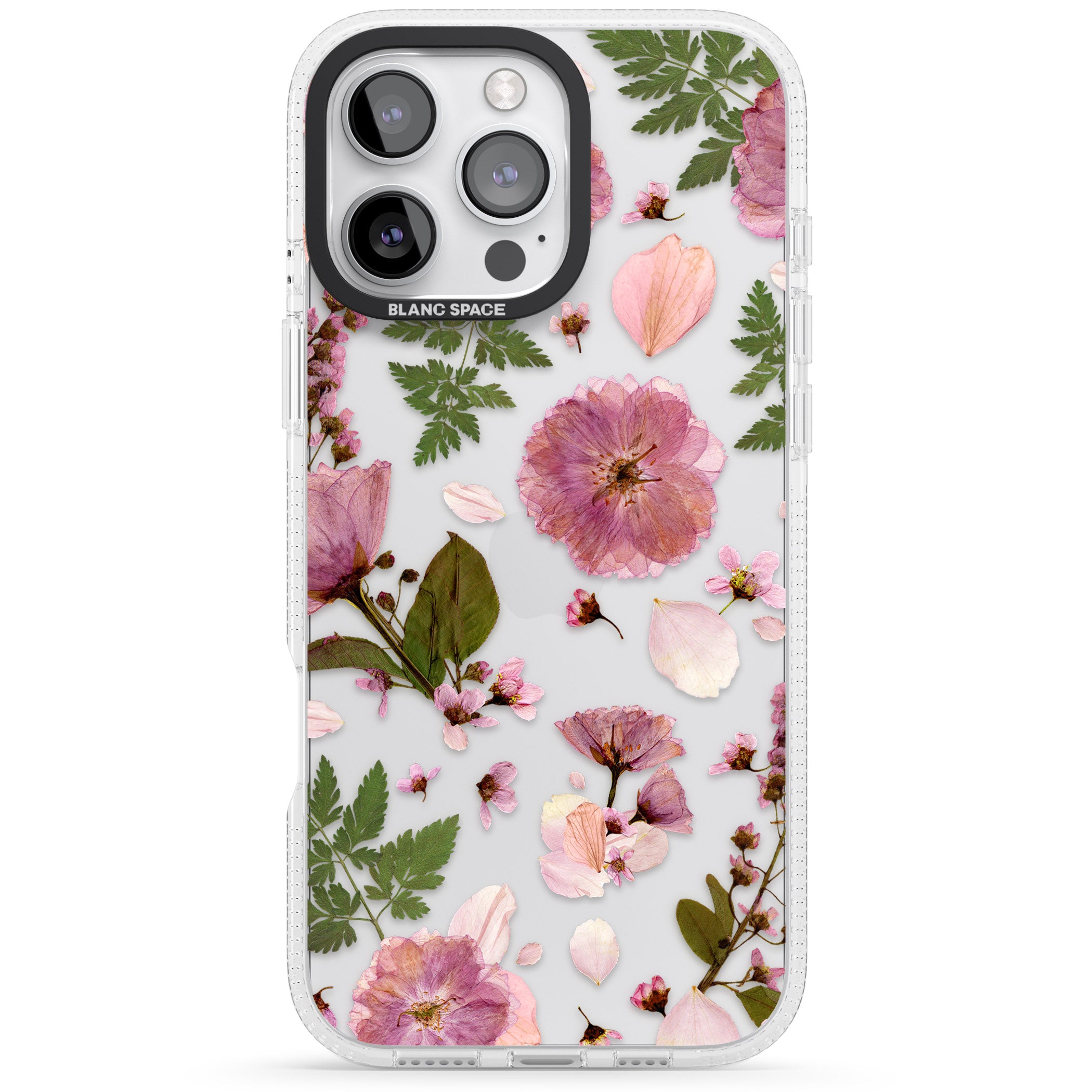 Natural Arrangement of Flowers & Leaves Design iPhone 16 Pro Max / 16 Pro Clear Case Impact Air - Blanc Space