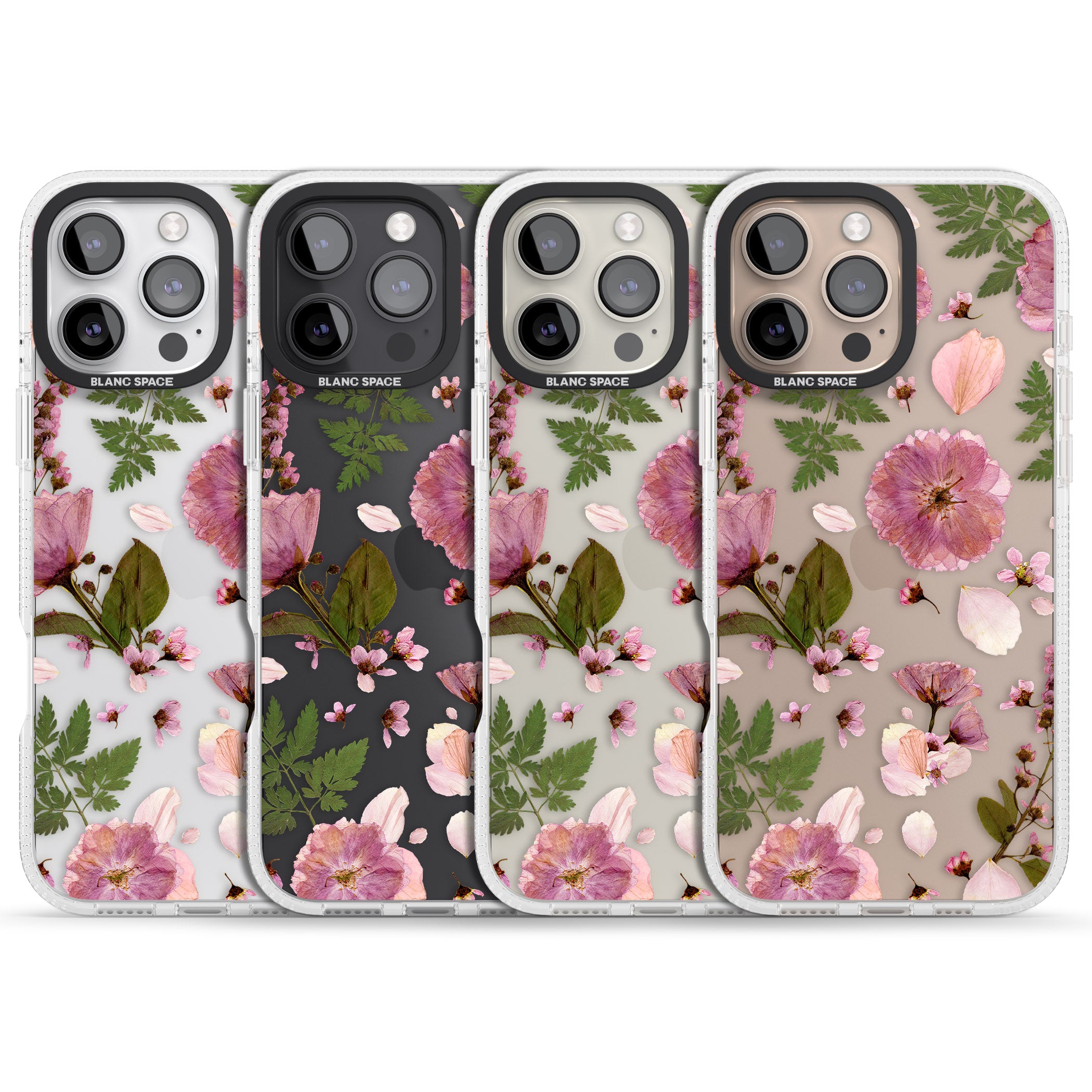 Natural Arrangement of Flowers & Leaves Design iPhone 16 Pro Max / 16 Pro Clear Case Impact Air - Blanc Space
