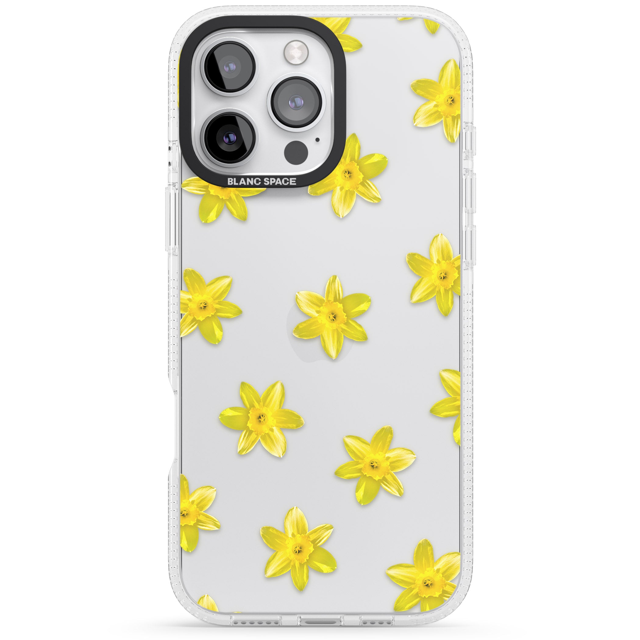 Daffodils Transparent Pattern iPhone 16 Pro Max / 16 Pro Clear Case Impact Air - Blanc Space