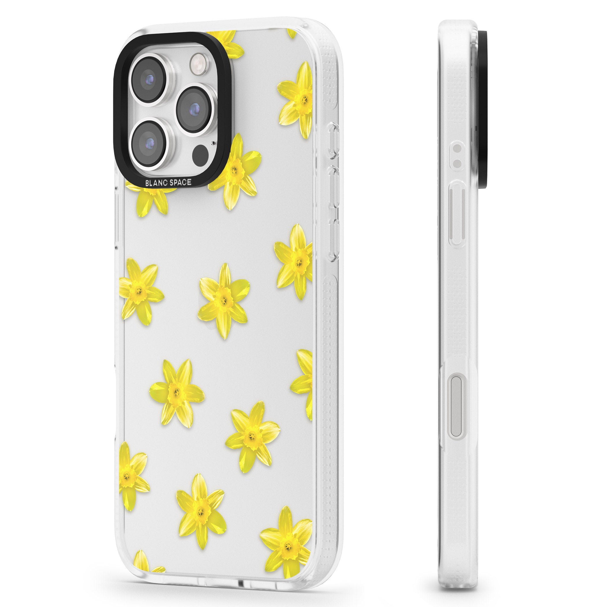 Daffodils Transparent Pattern iPhone 16 Pro Max / 16 Pro Clear Case Impact Air - Blanc Space