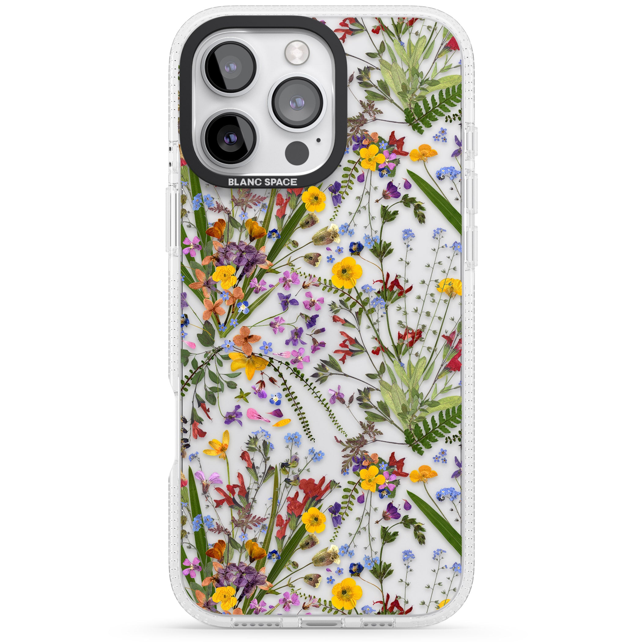 Wildflower & Leaves iPhone 16 Pro Max / 16 Pro Clear Case Impact Air - Blanc Space