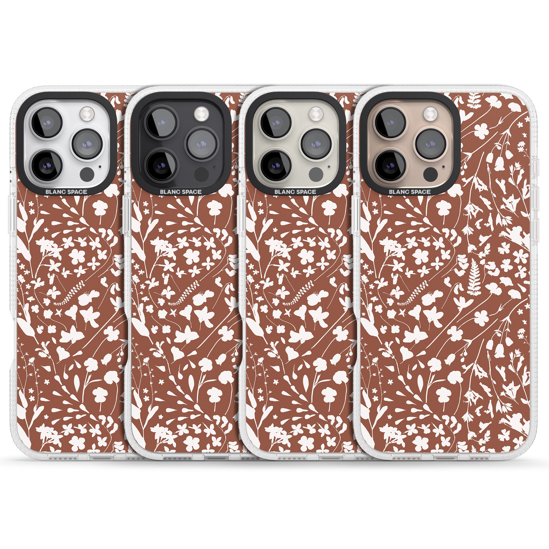 Wildflower Cluster on Terracotta iPhone 16 Pro Max / 16 Pro Clear Case Impact Air - Blanc Space