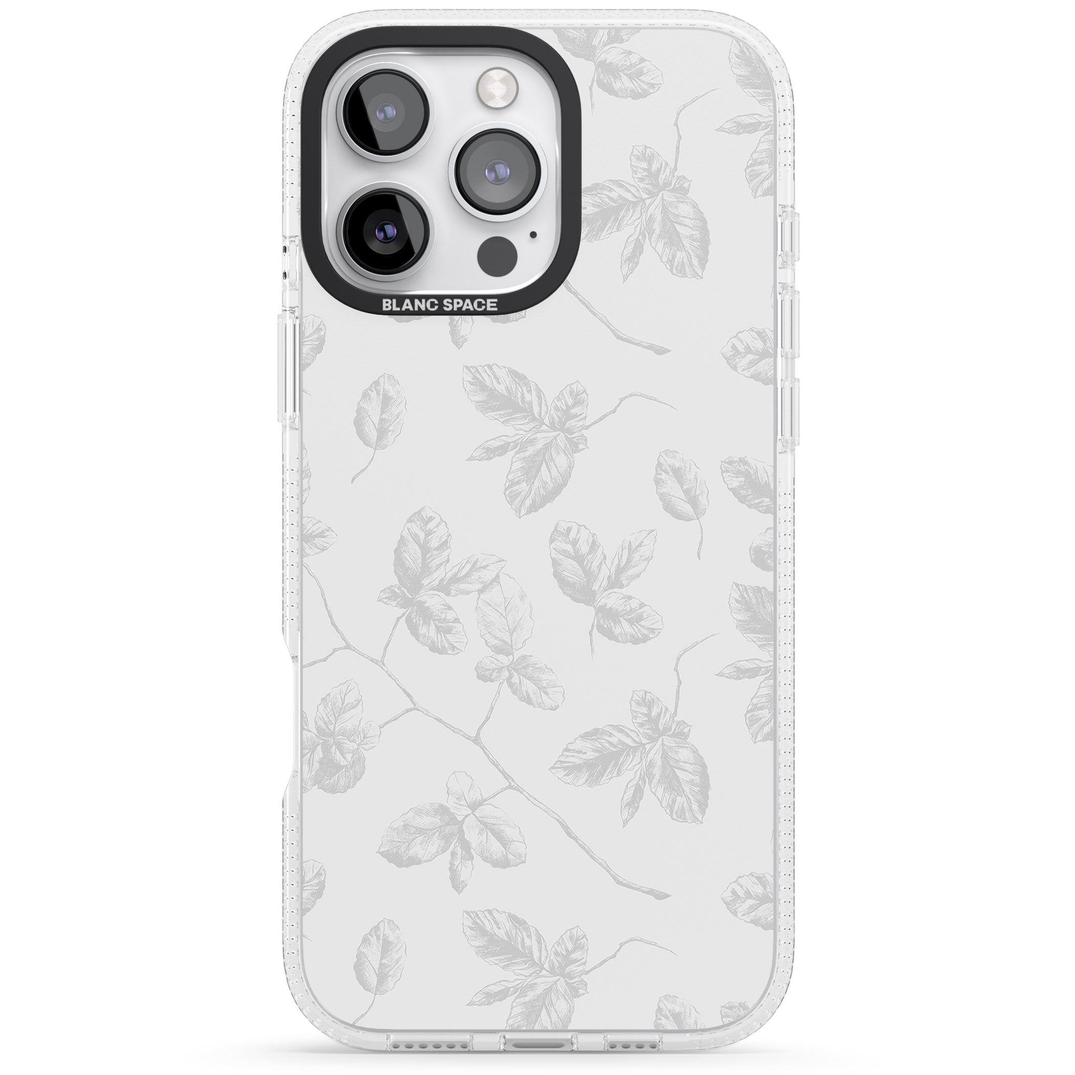 Grey Branches Vintage Botanical iPhone 16 Pro Max / 16 Pro Clear Case Impact Air - Blanc Space