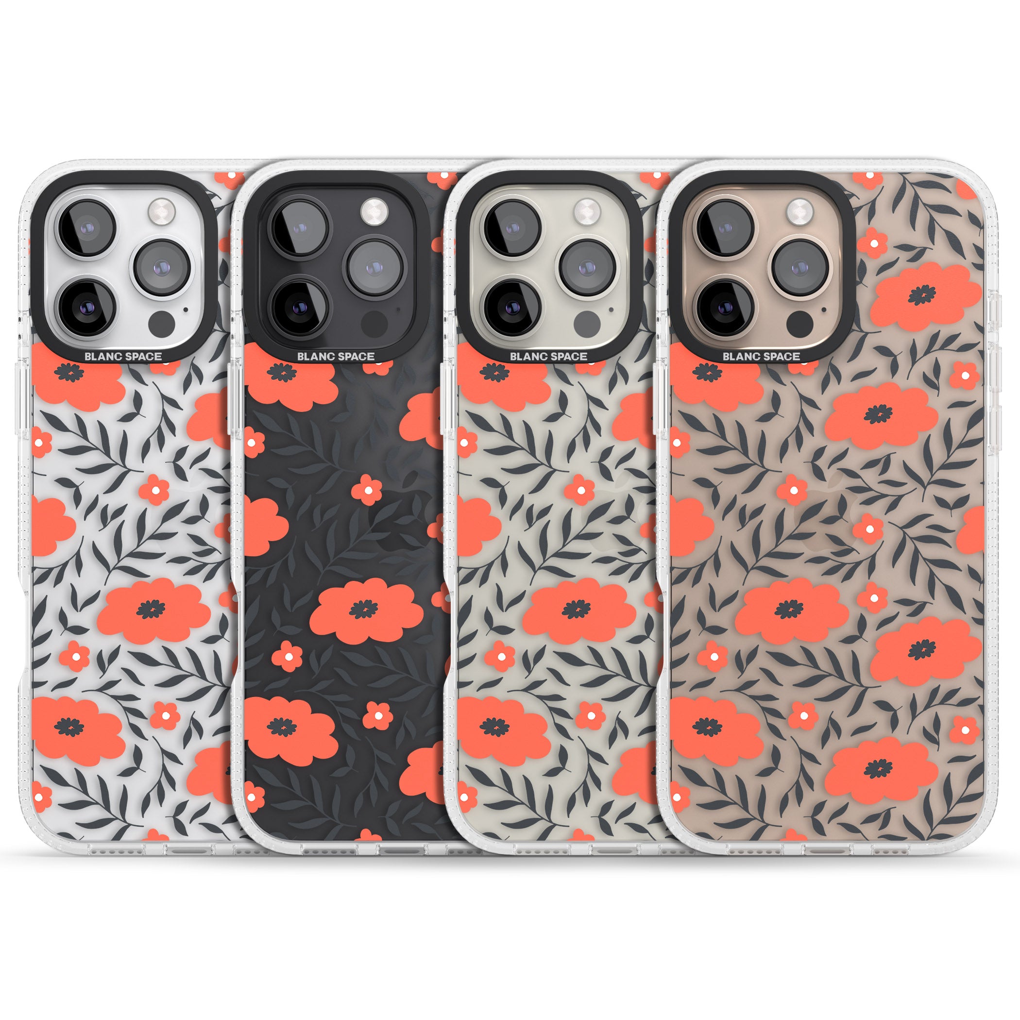 Red Poppy Transparent Floral iPhone 16 Pro Max / 16 Pro Clear Case Impact Air - Blanc Space