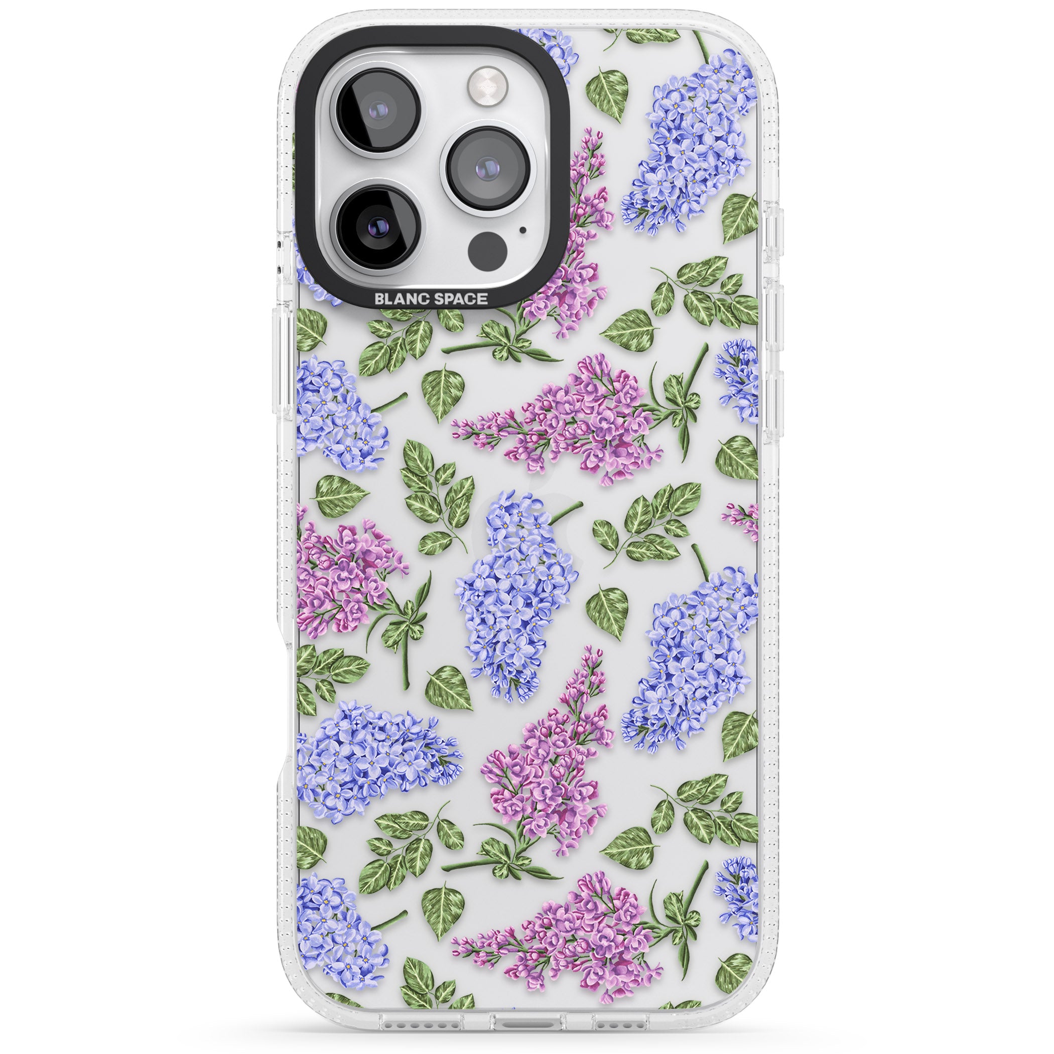 Purple Blossoms Transparent Floral iPhone 16 Pro Max / 16 Pro Clear Case Impact Air - Blanc Space