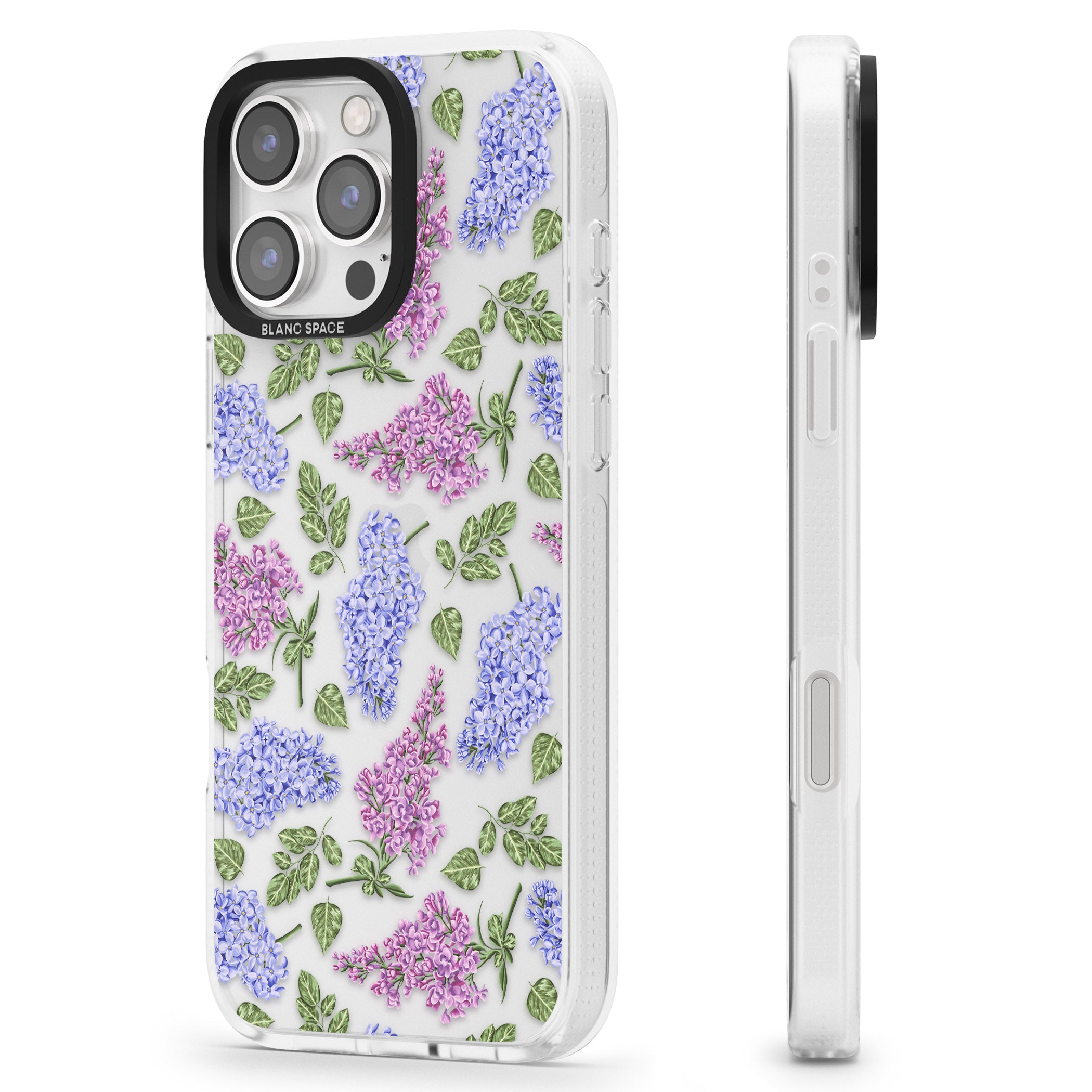 Purple Blossoms Transparent Floral iPhone 16 Pro Max / 16 Pro Clear Case Impact Air - Blanc Space